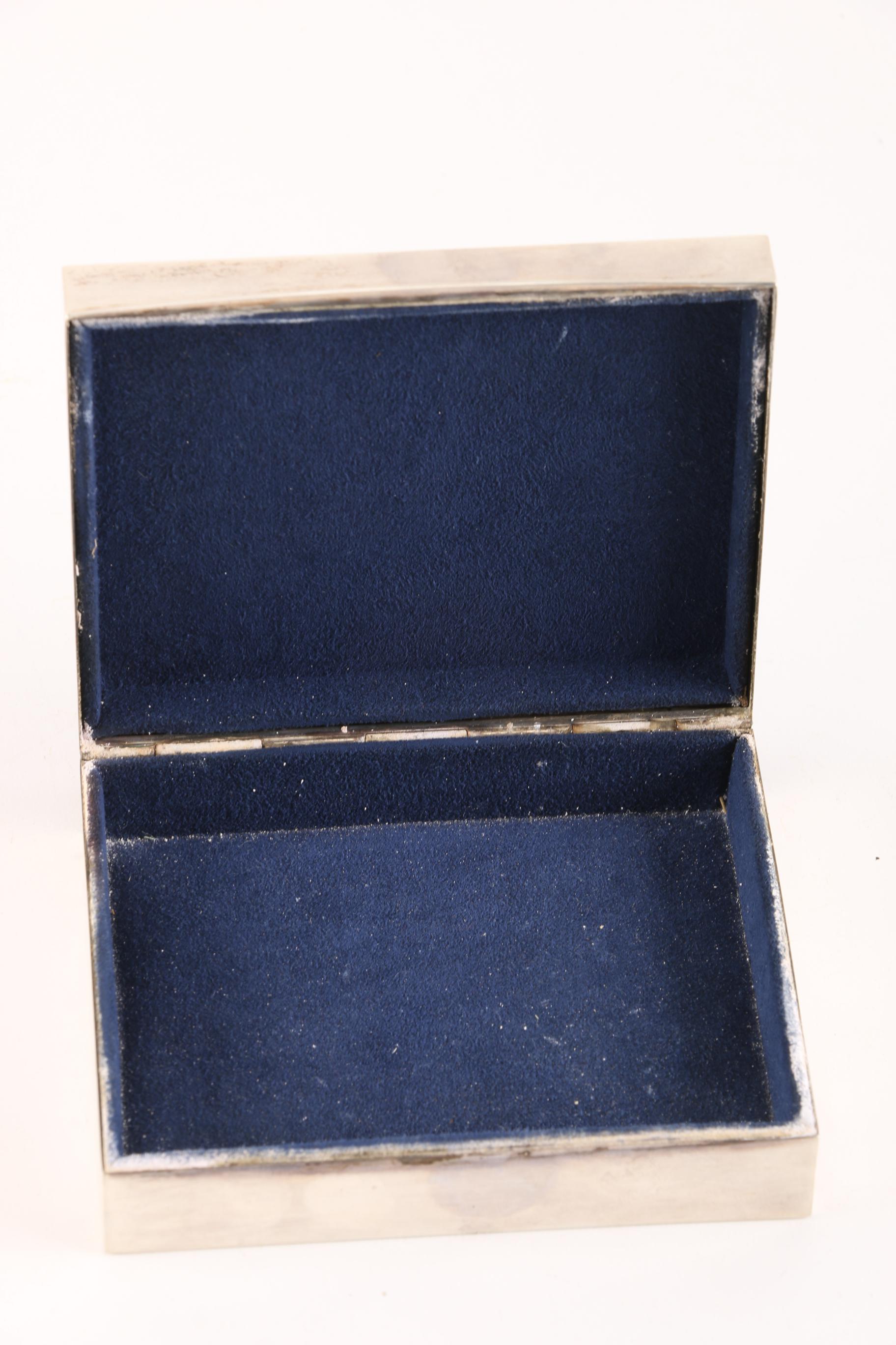 Industria Argentina Sterling Silver Lidded Box Lined in Blue Suede