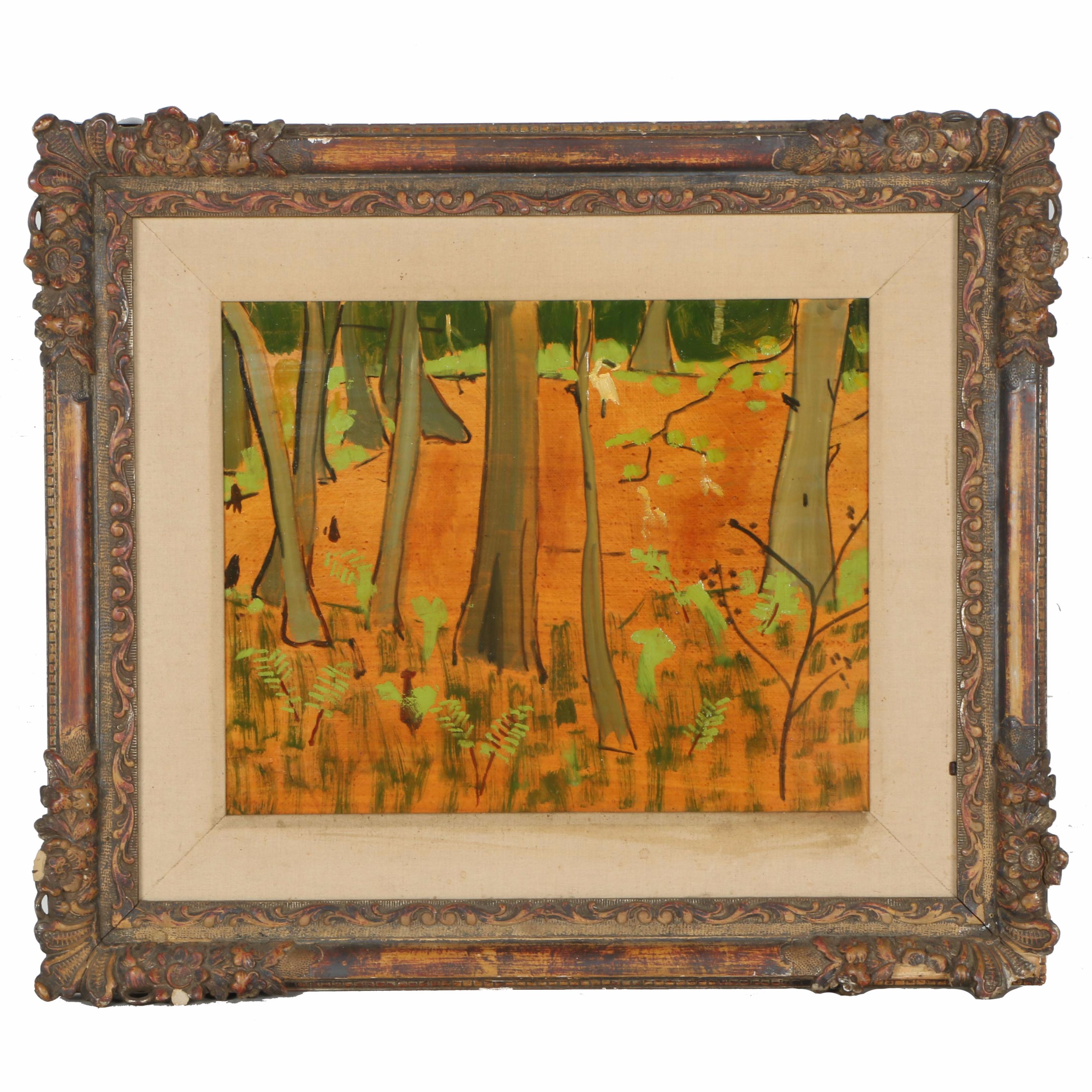 Lacquered Acrylic Painting on Board of Forest