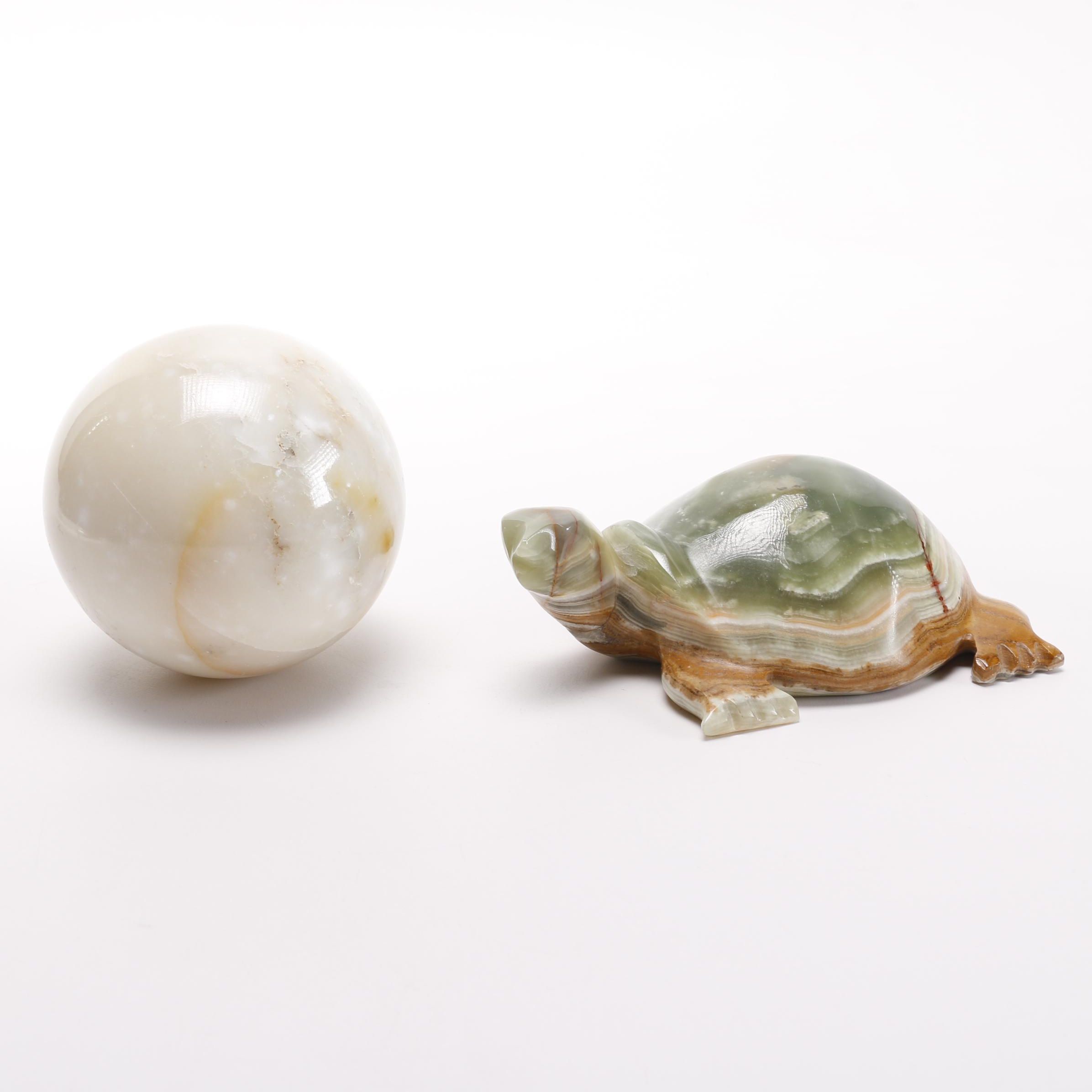 Agate Turtle with A Stone Ball