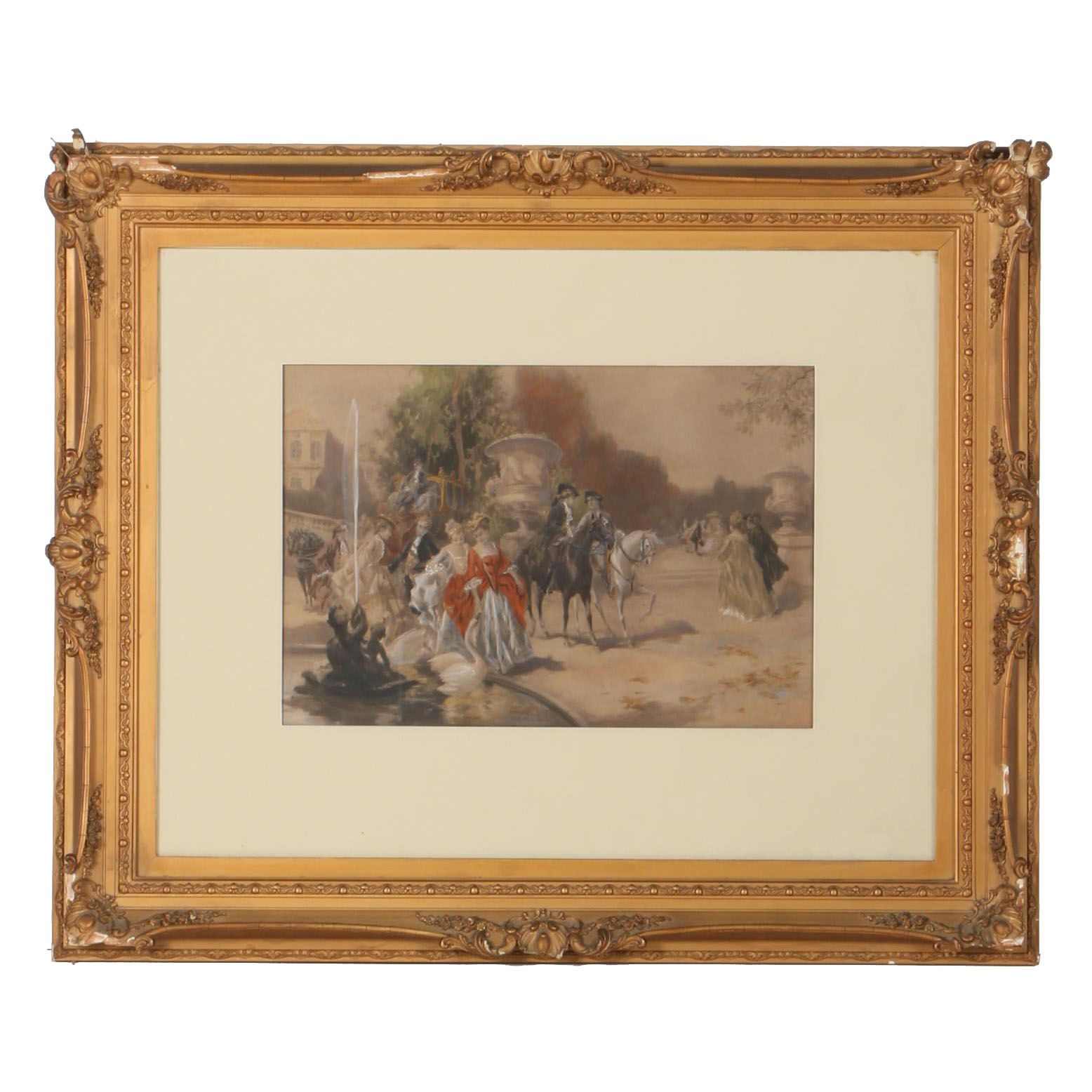 After Vicente Garcia de Paredes Embellished Lithograph "Sunday in the Park"