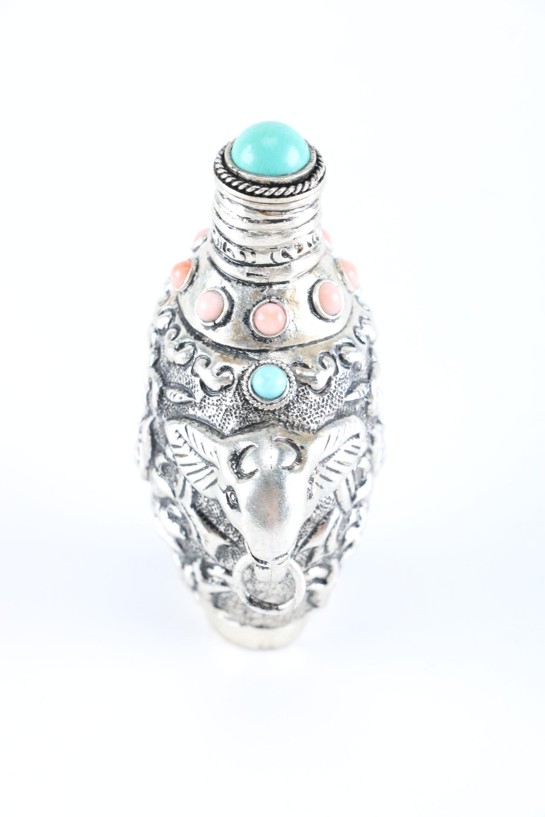 Silver Tone Decorative Snuff Bottle