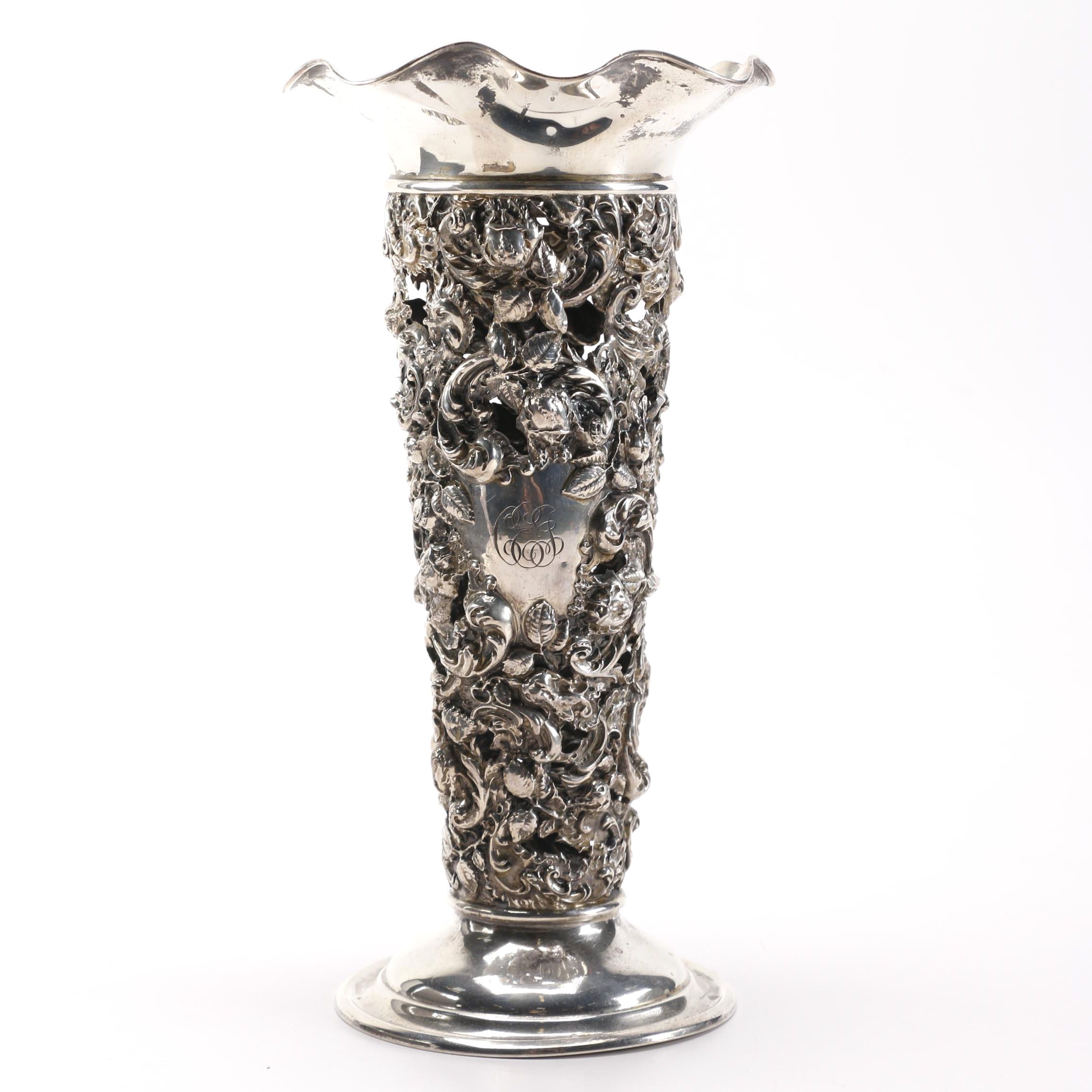 Sterling Silver Pierced Vase