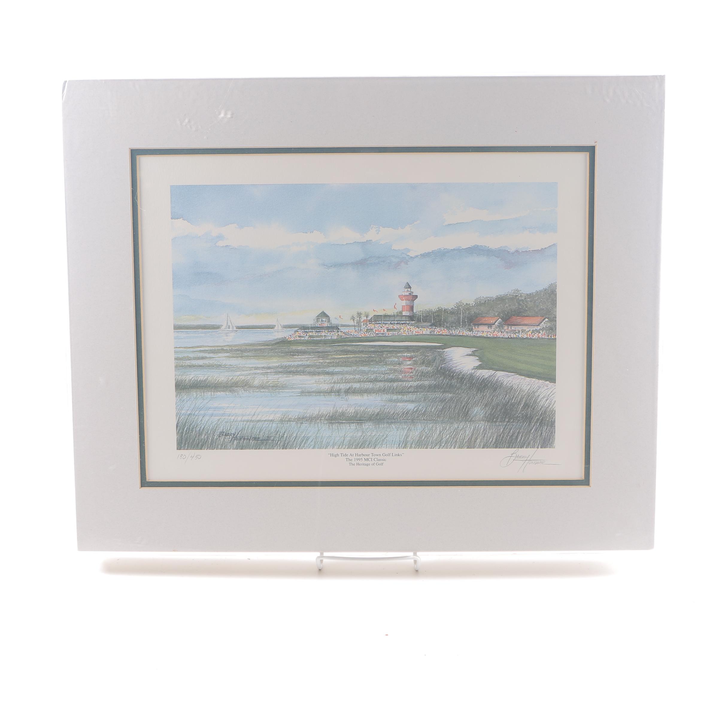 Barry Honoure Limited Edition Offset Lithograph "High Tide at Harbour Town Golf Links"