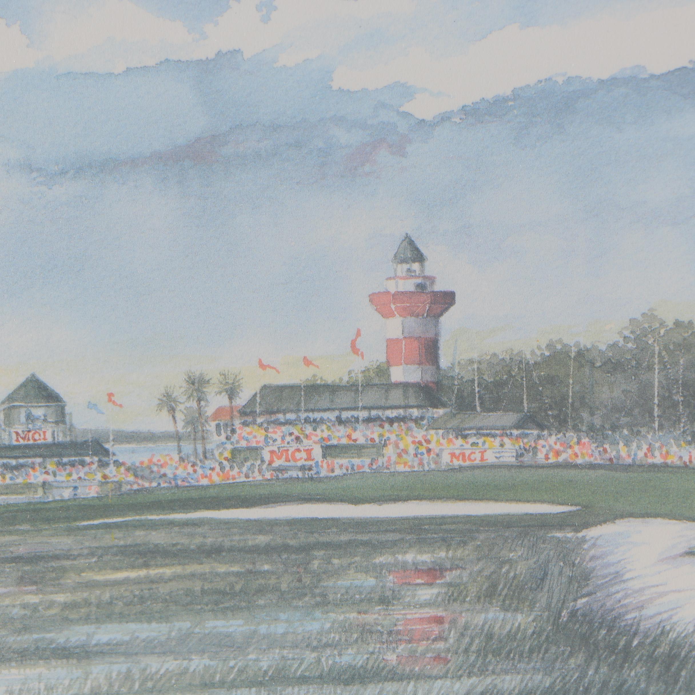 Barry Honoure Limited Edition Offset Lithograph "High Tide at Harbour Town Golf Links"