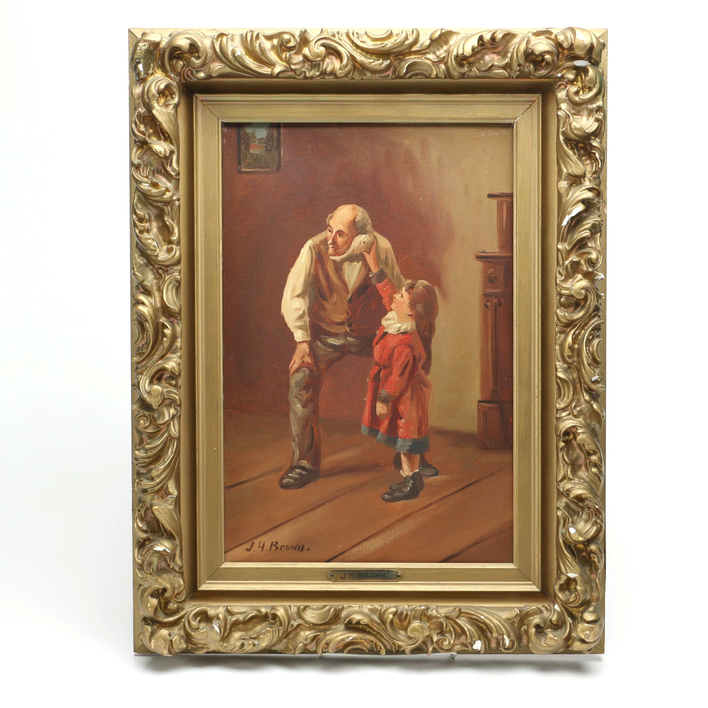 J.H. Brown Oil Painting "The Seashell"