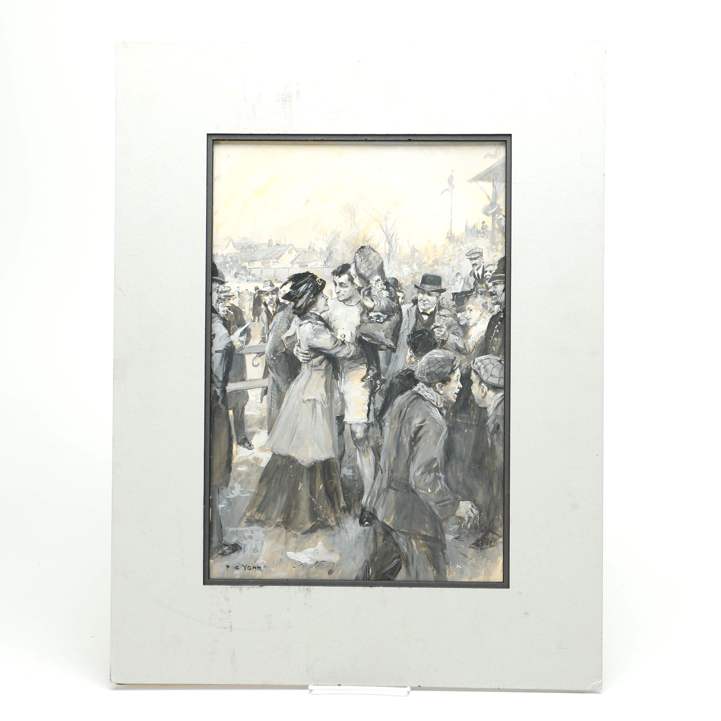 Frederick Coffay Yohn Ink and Gouache Painting "Christmas Handicap"