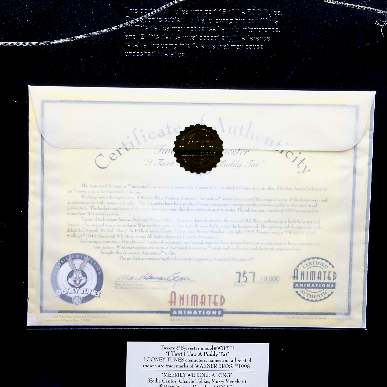 Looney Tunes Animated Animations "Tweety and Sylvester" Animatronic Art