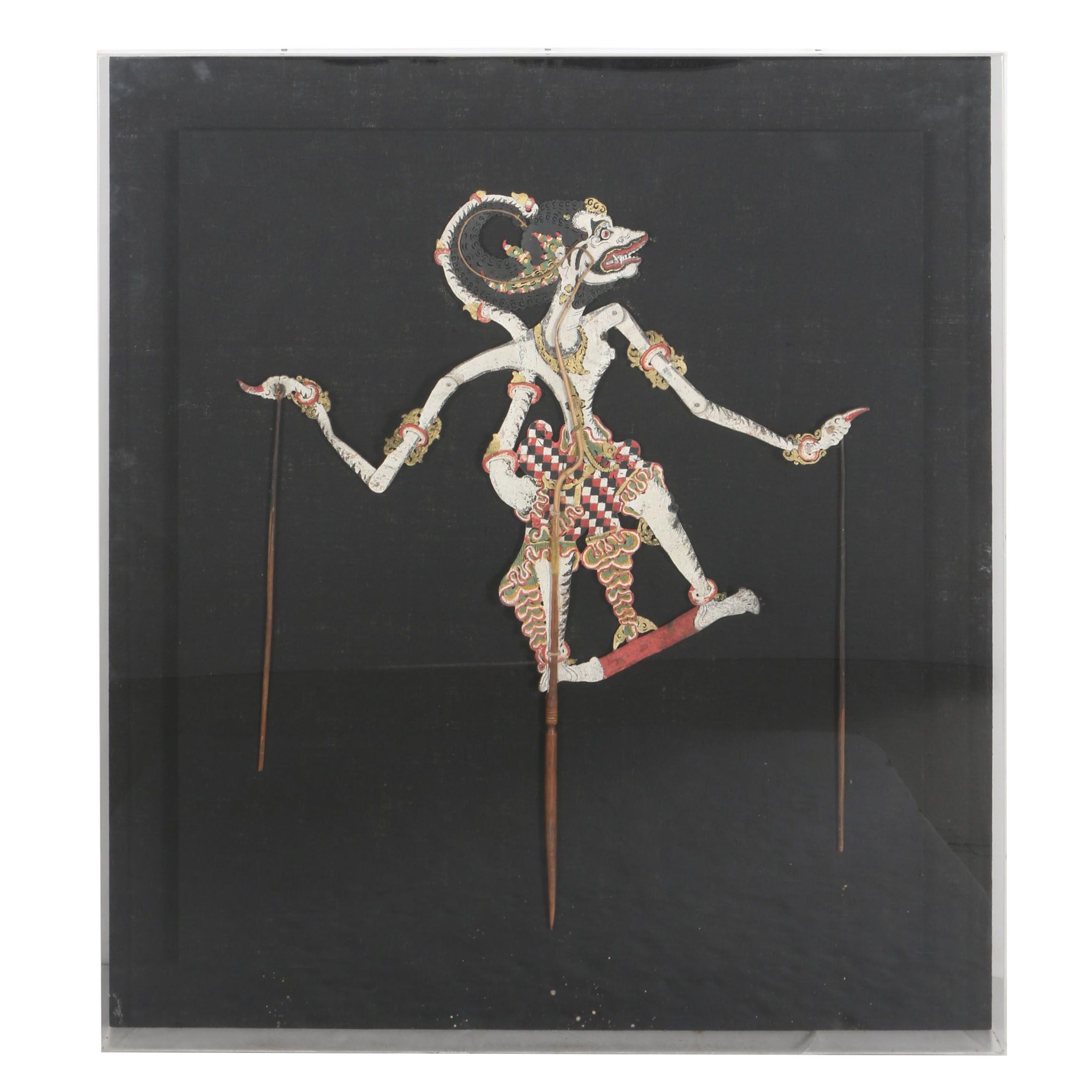 Antique Hand-Painted Indonesian Wayang Kulit Shadow Puppet