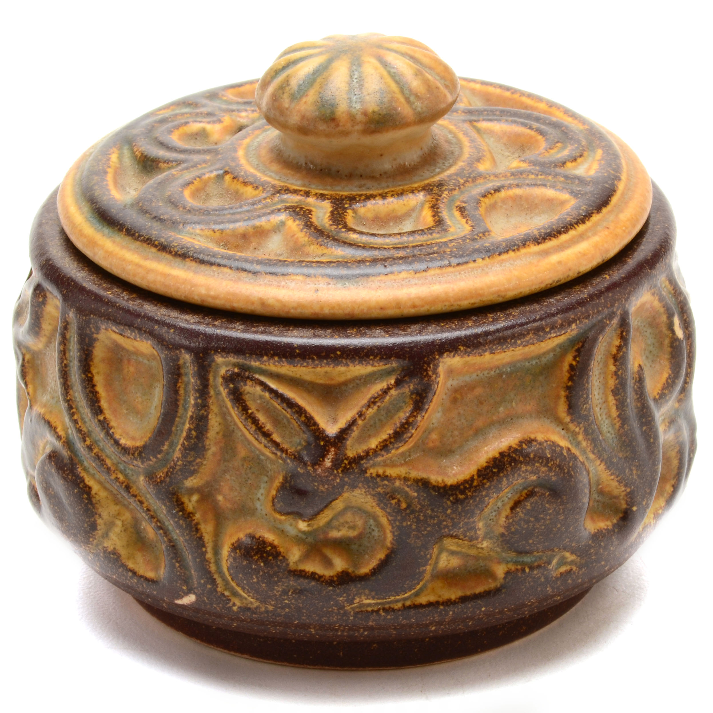 Marianne Starck Stoneware Lidded Dish with Animal Motif