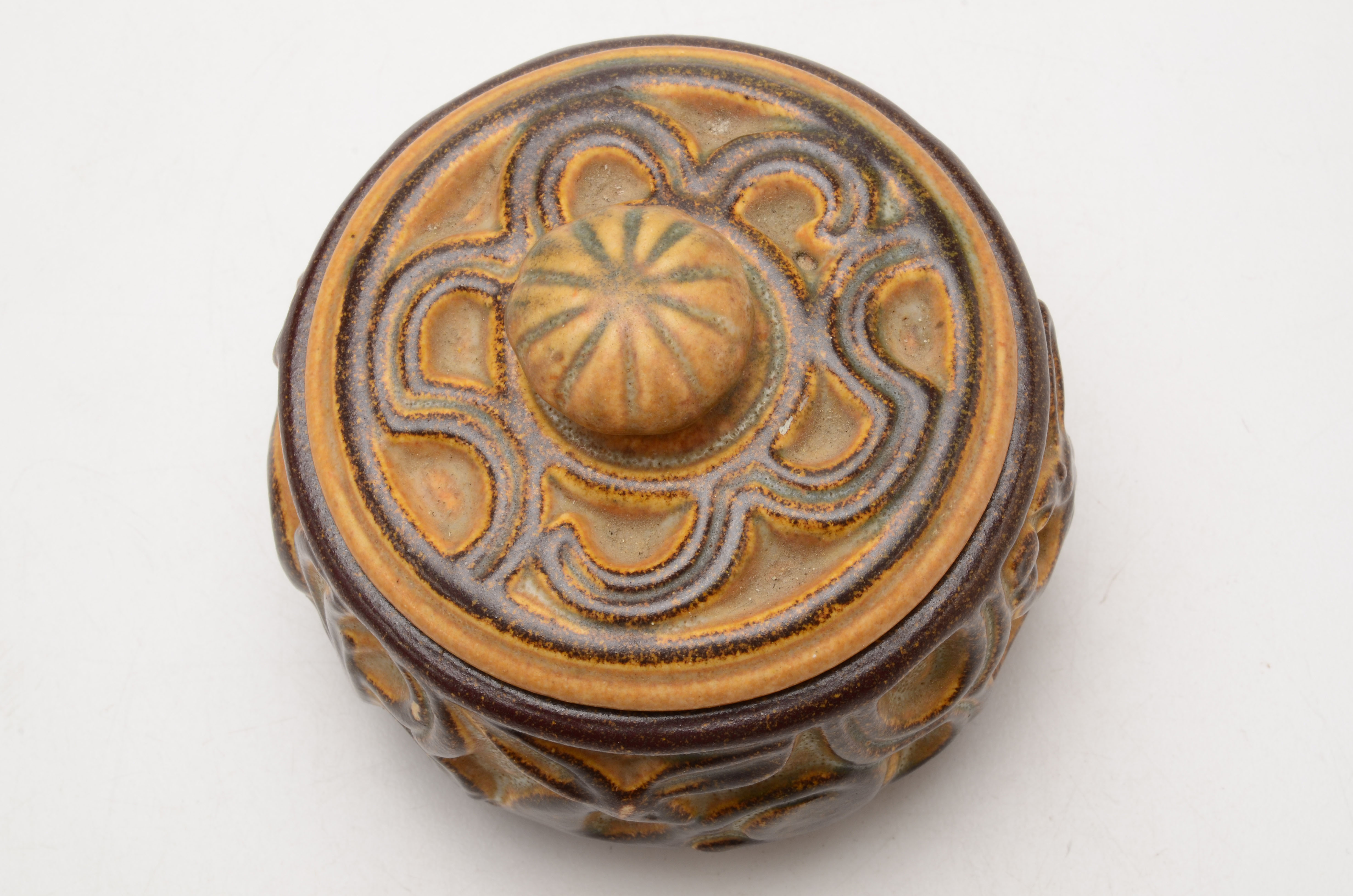 Marianne Starck Stoneware Lidded Dish with Animal Motif