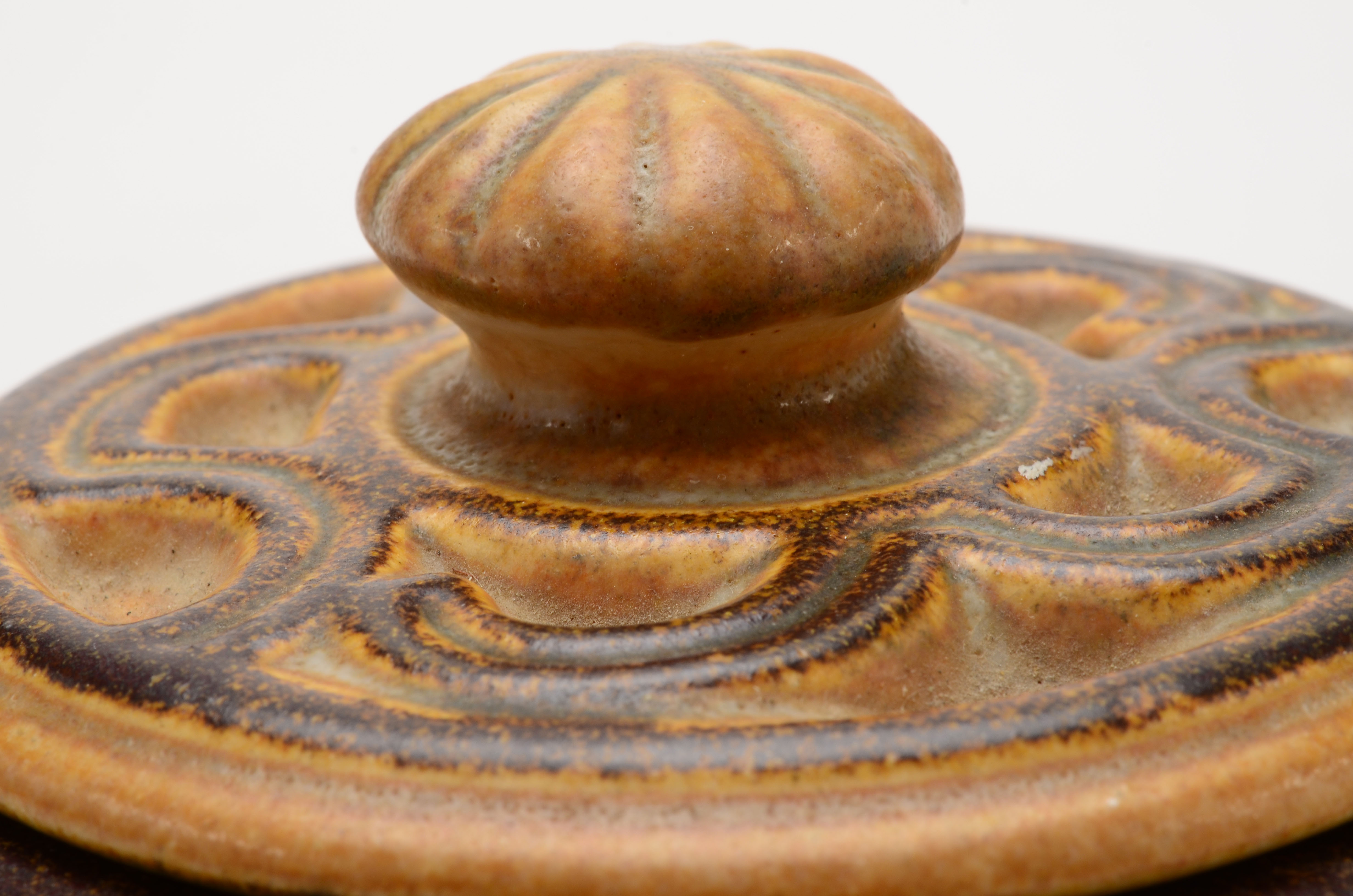 Marianne Starck Stoneware Lidded Dish with Animal Motif