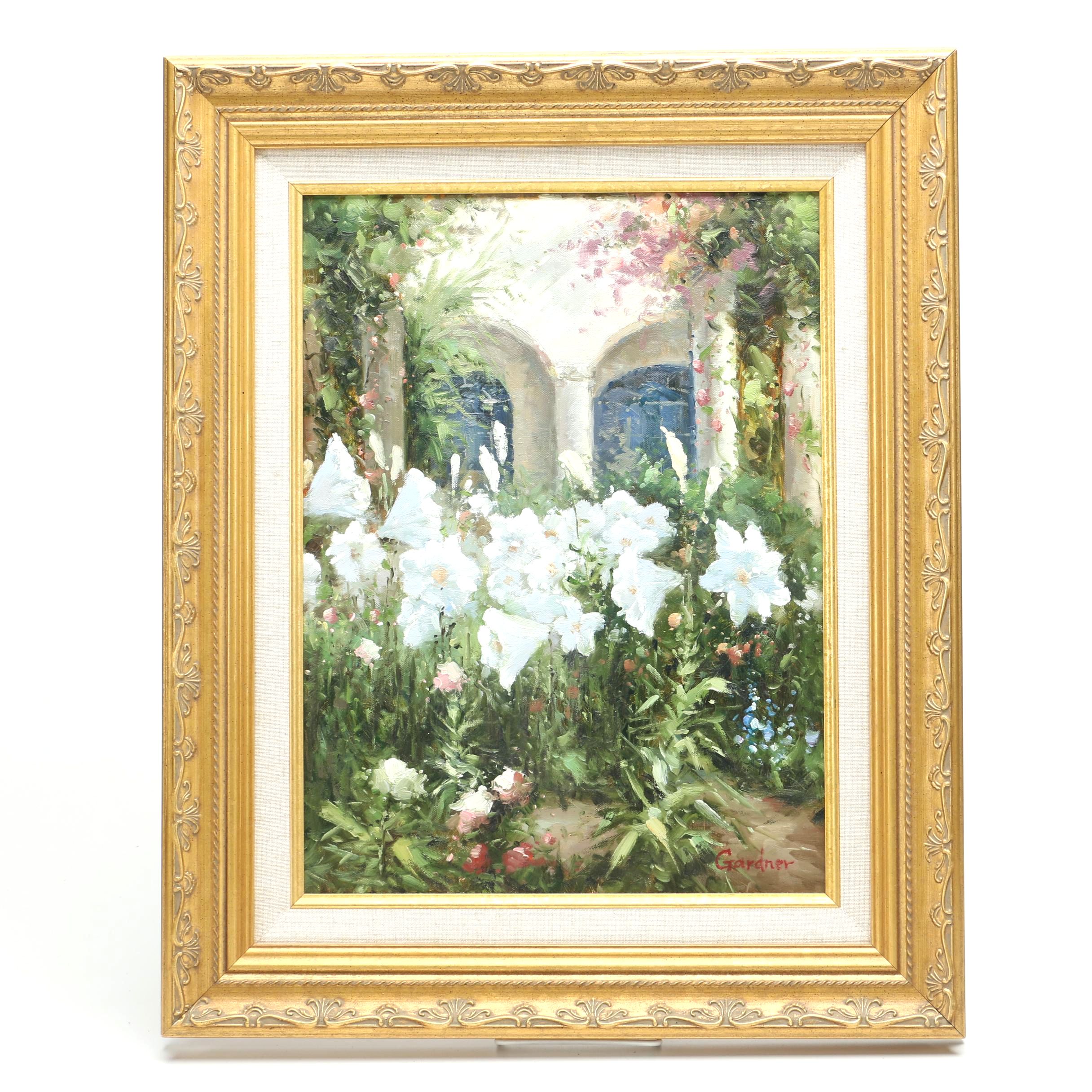 Gardner Oil Painting on Canvas "Lillies / Cape Cod"