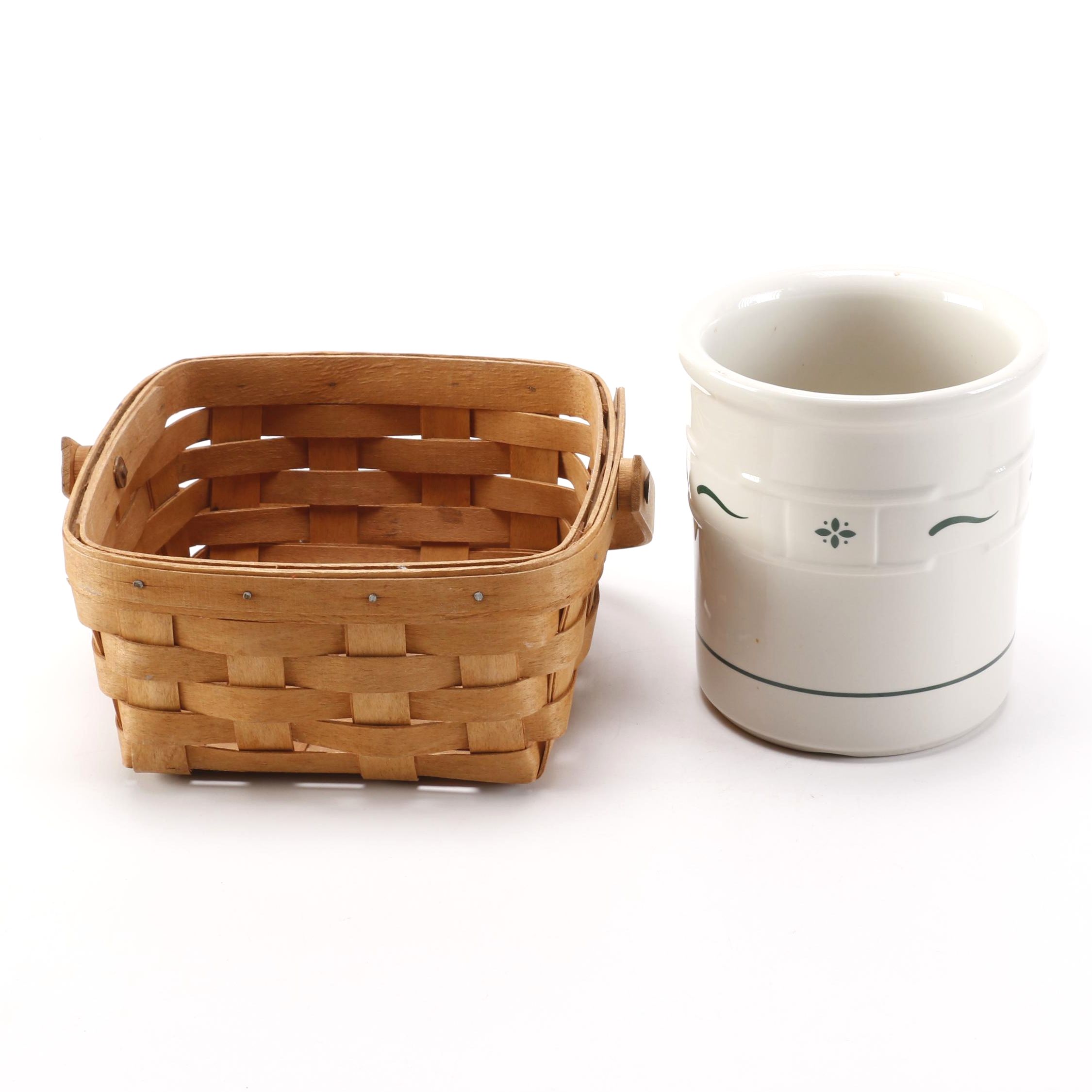 1990 Longaberger Berry Basket and Ceramic Crock