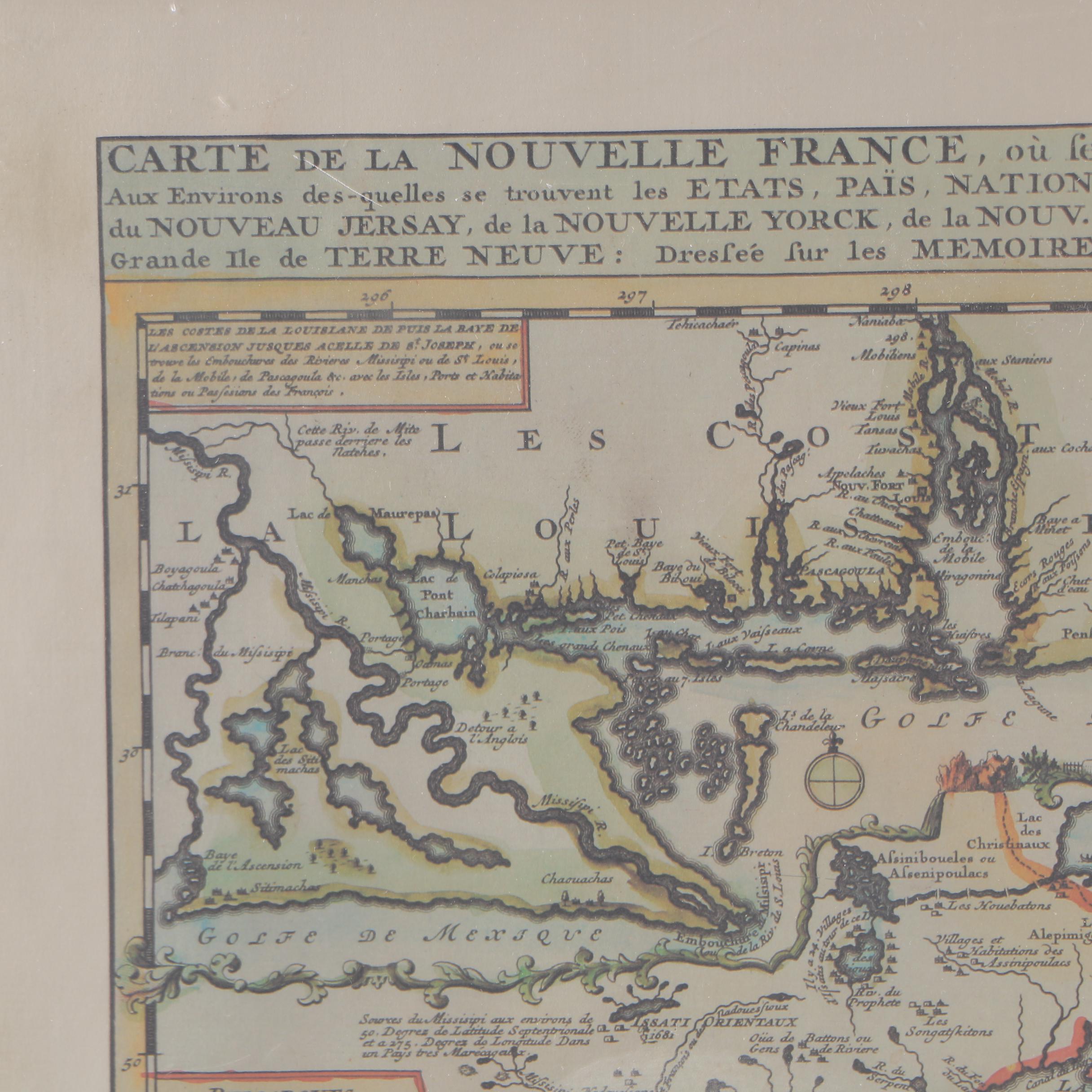 Framed Reproduction Map of 18th Century Canada