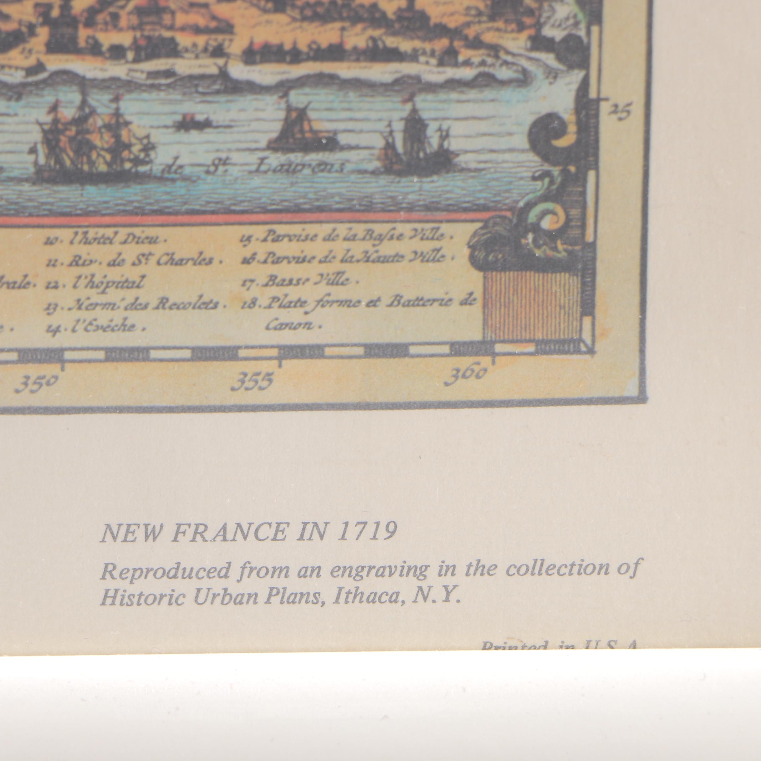 Framed Reproduction Map of 18th Century Canada