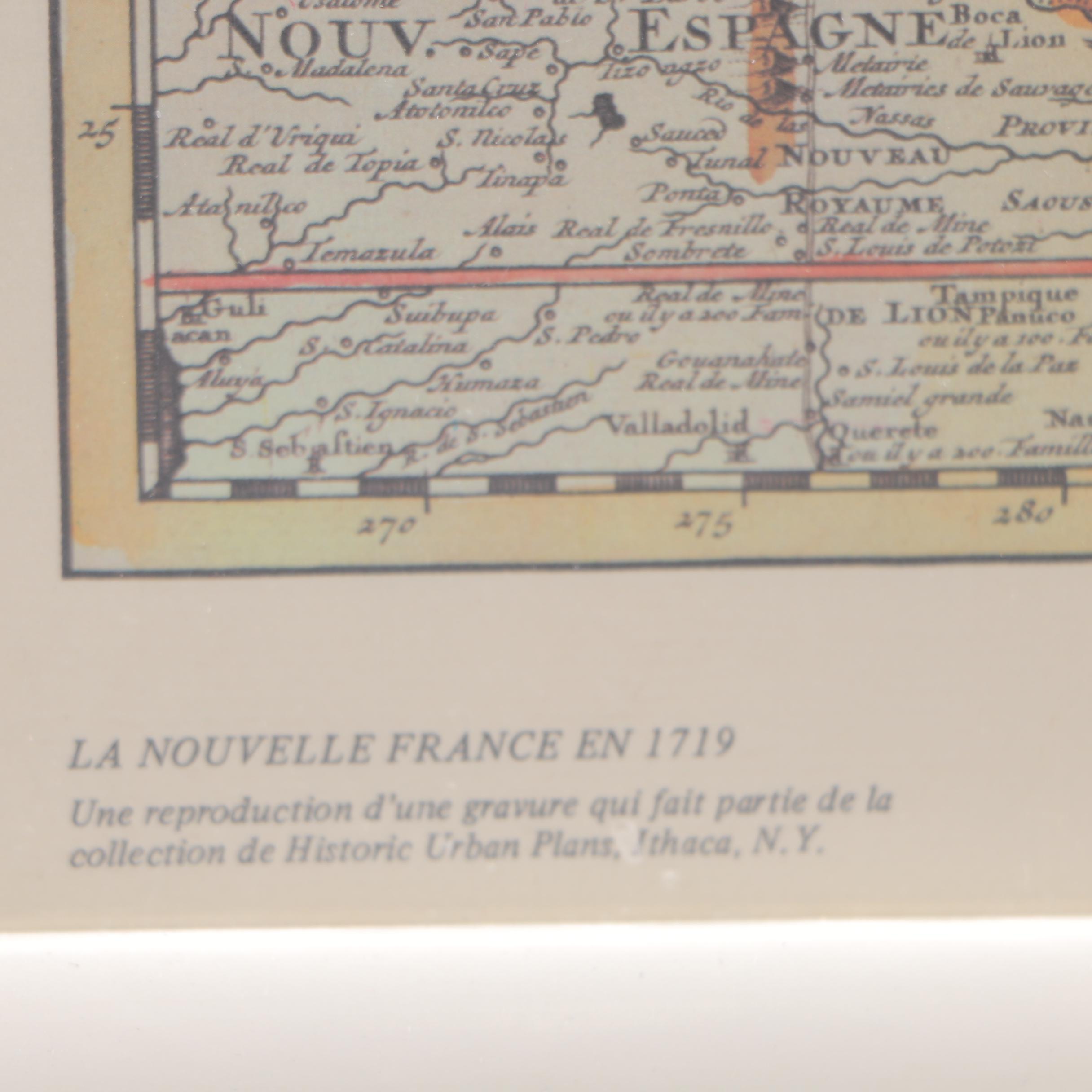 Framed Reproduction Map of 18th Century Canada