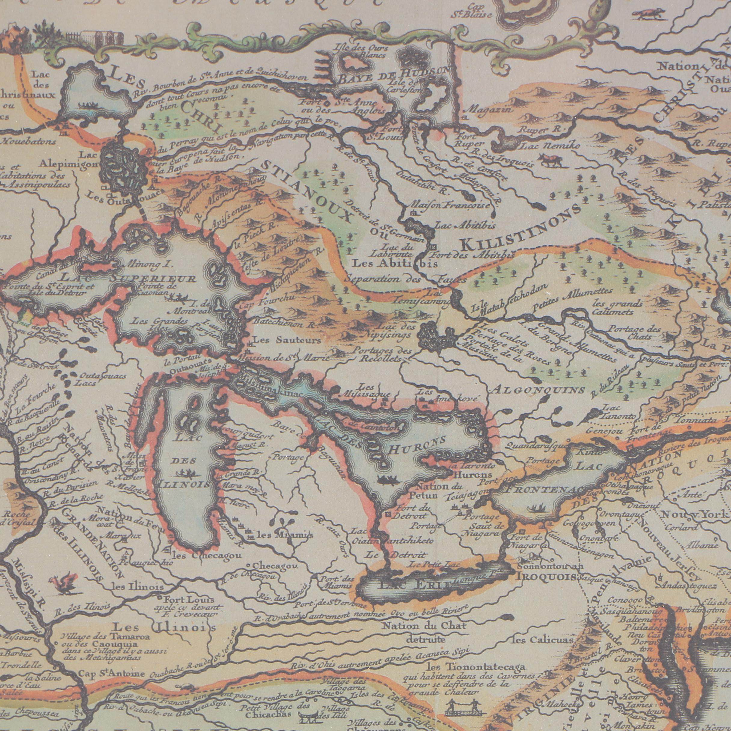Framed Reproduction Map of 18th Century Canada