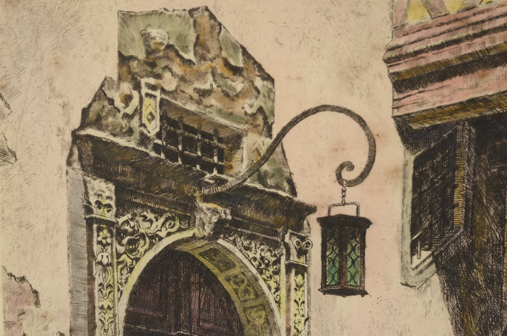 Pair of Heiner Kramer Original Hand-Colored Etchings