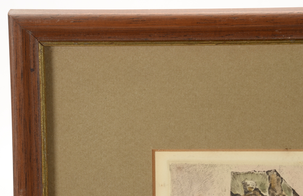 Pair of Heiner Kramer Original Hand-Colored Etchings