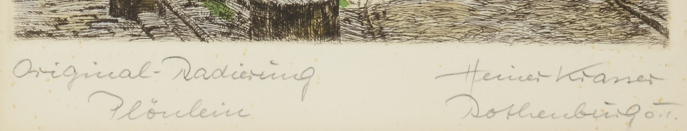 Pair of Heiner Kramer Original Hand-Colored Etchings