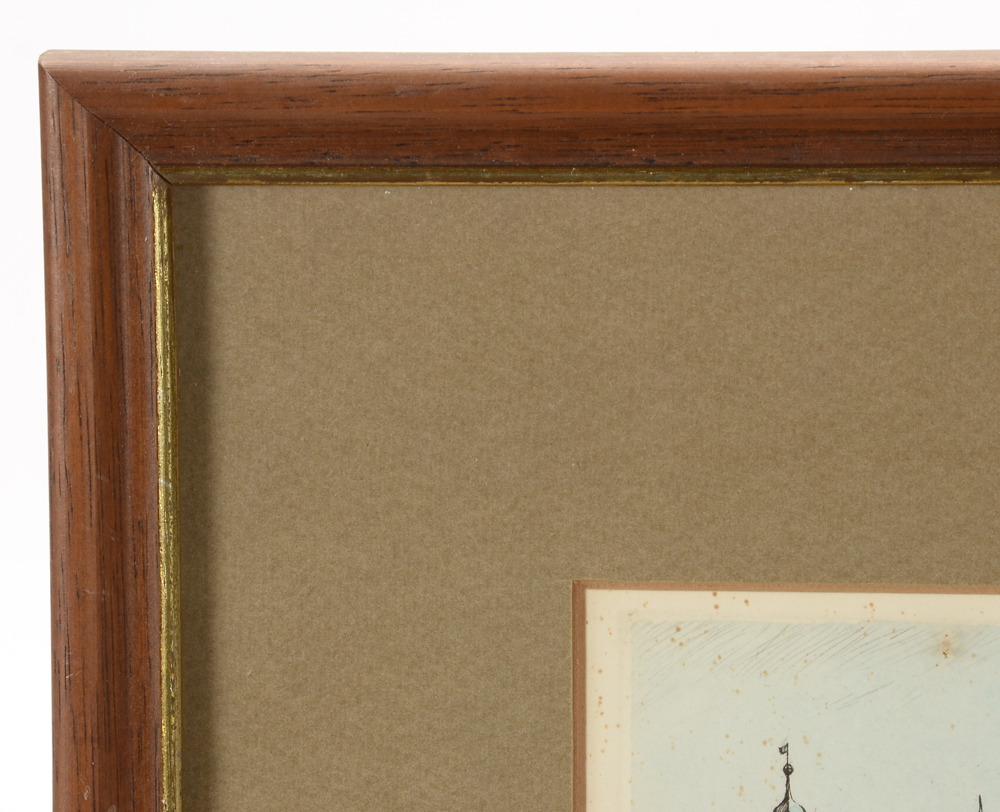 Pair of Heiner Kramer Original Hand-Colored Etchings