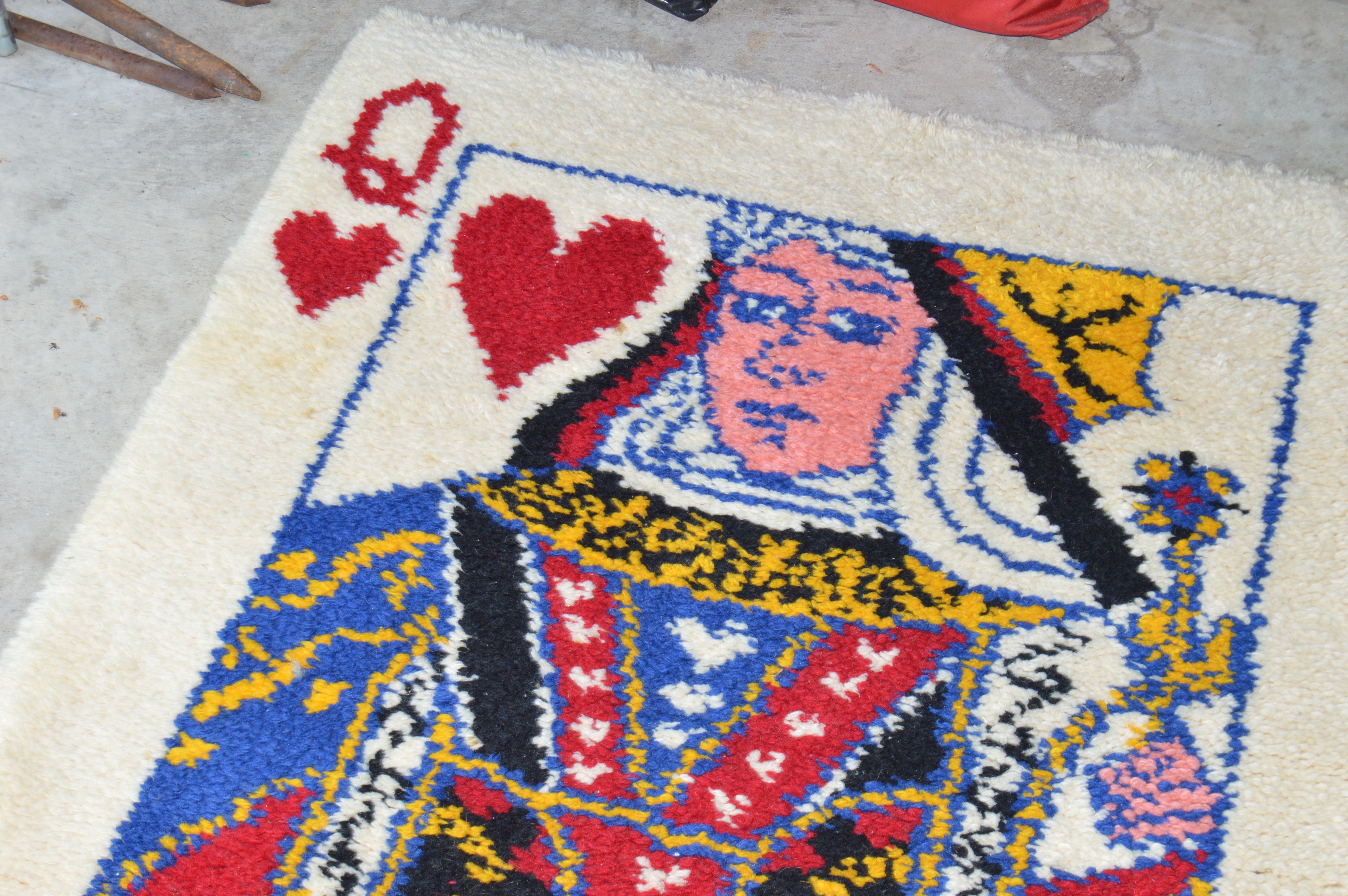 Queen and King of Hearts Vintage Latch-Hook Rugs by Shillcraft