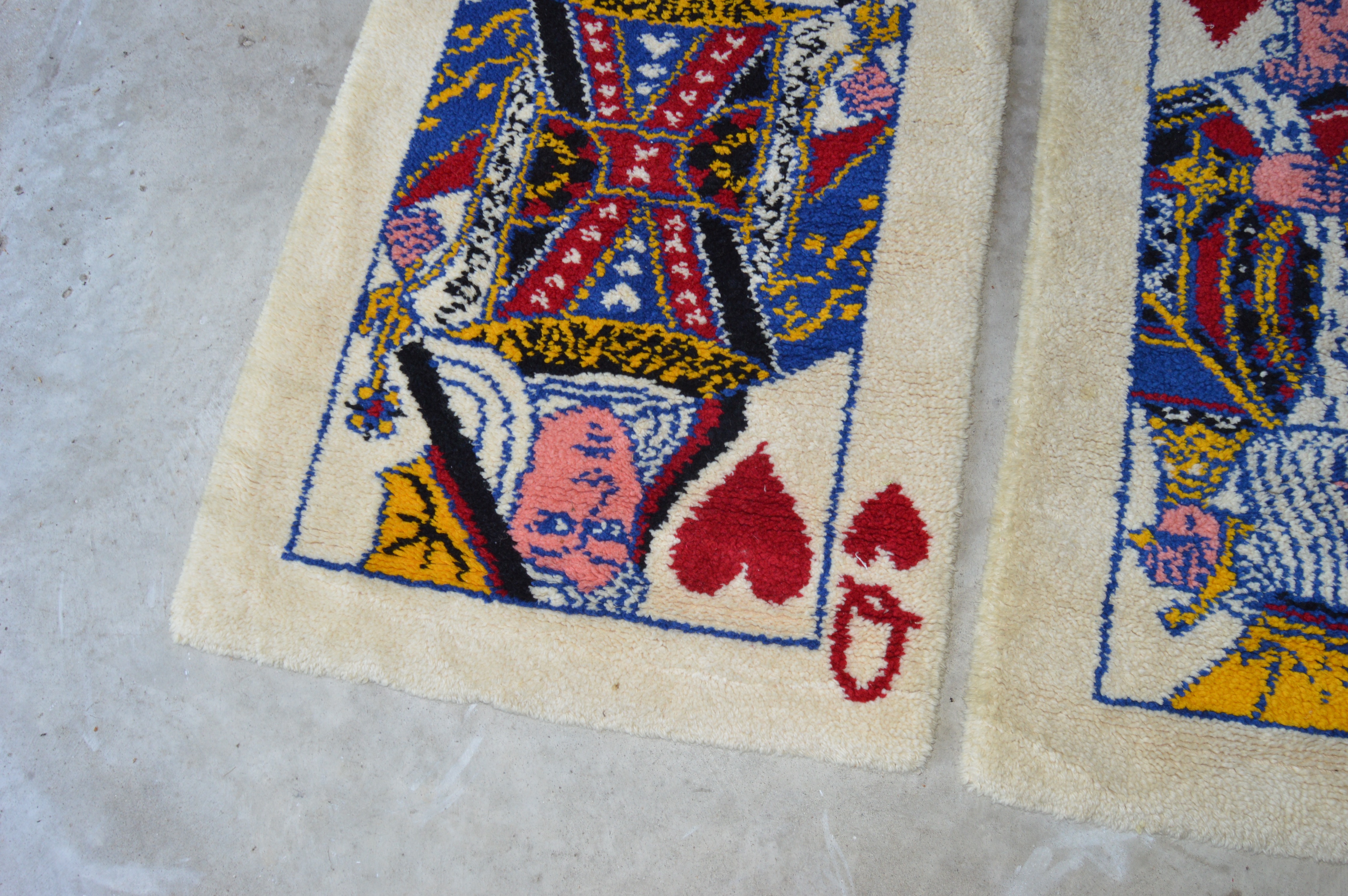 Queen and King of Hearts Vintage Latch-Hook Rugs by Shillcraft
