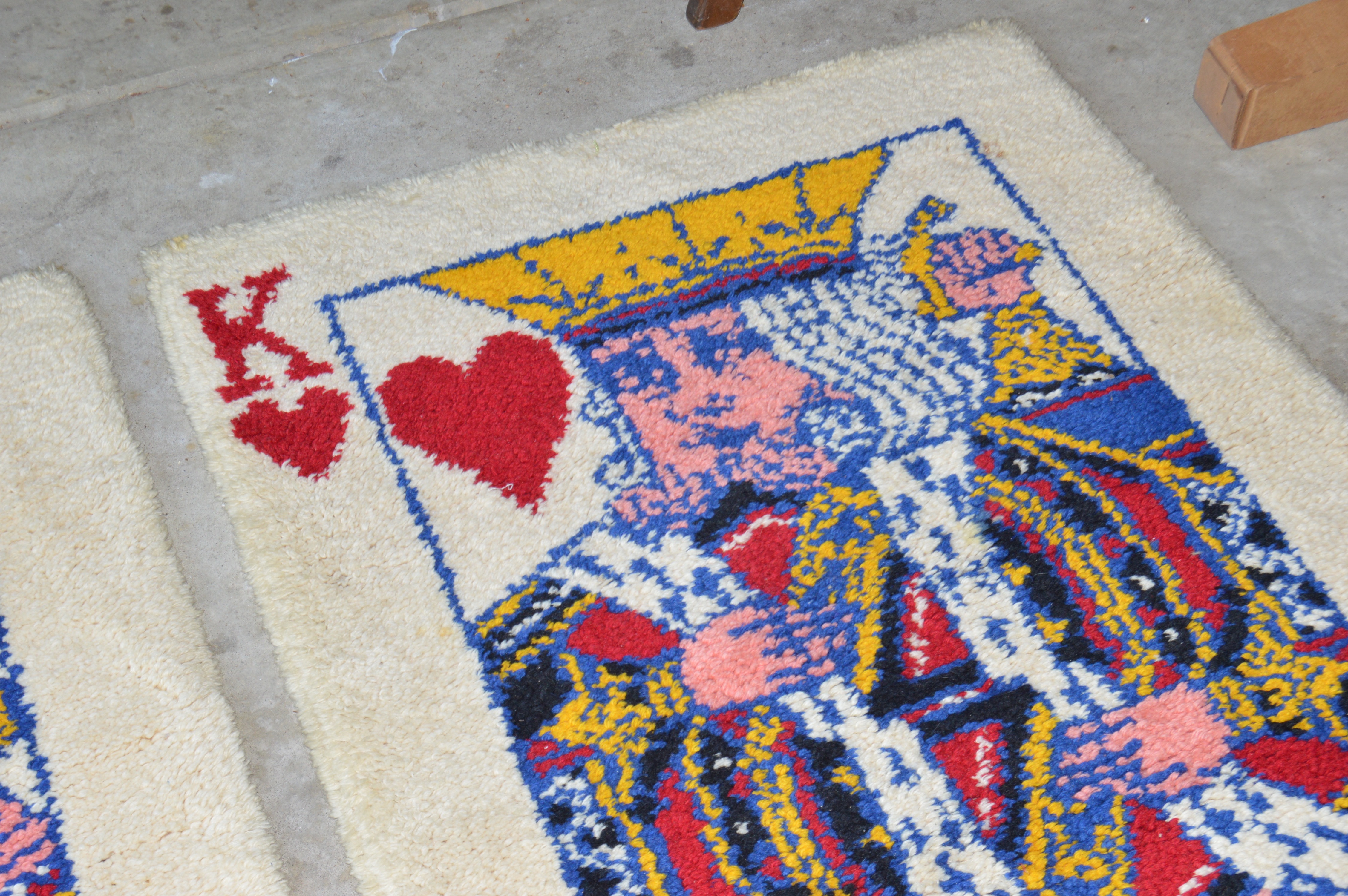 Queen and King of Hearts Vintage Latch-Hook Rugs by Shillcraft