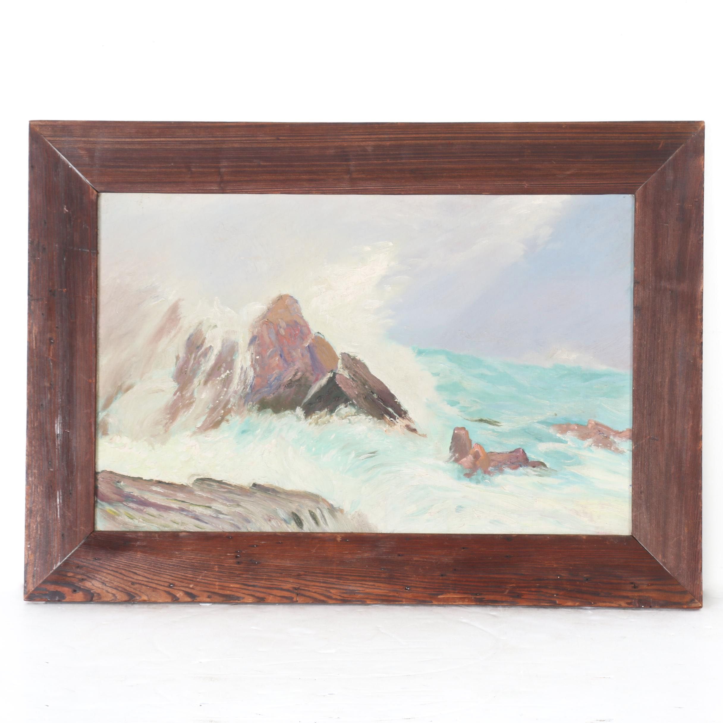 John Franklin Hawkins 1917 Oil Painting "Seascape"
