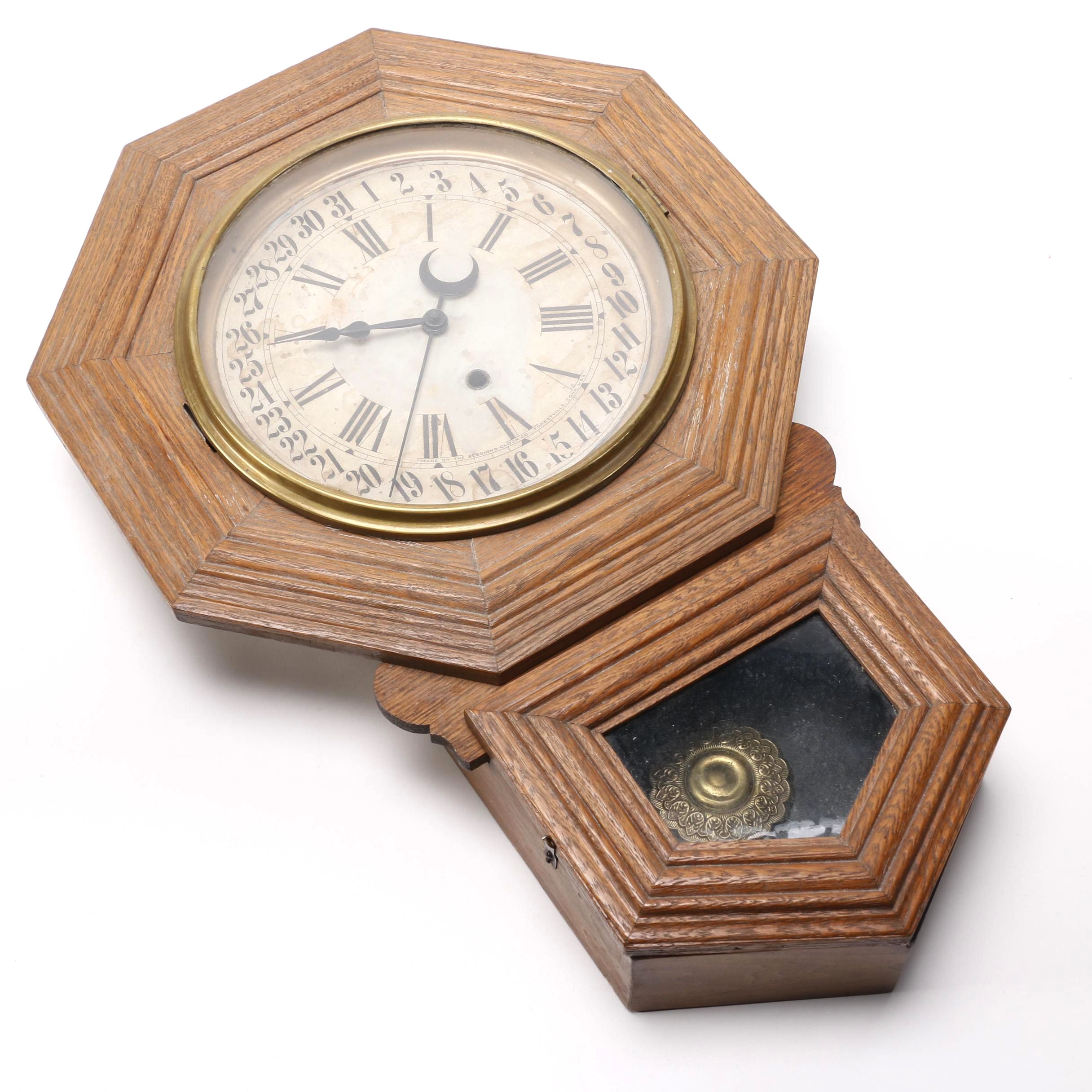 Vintage Sessions Clock Company Oak School House Clock