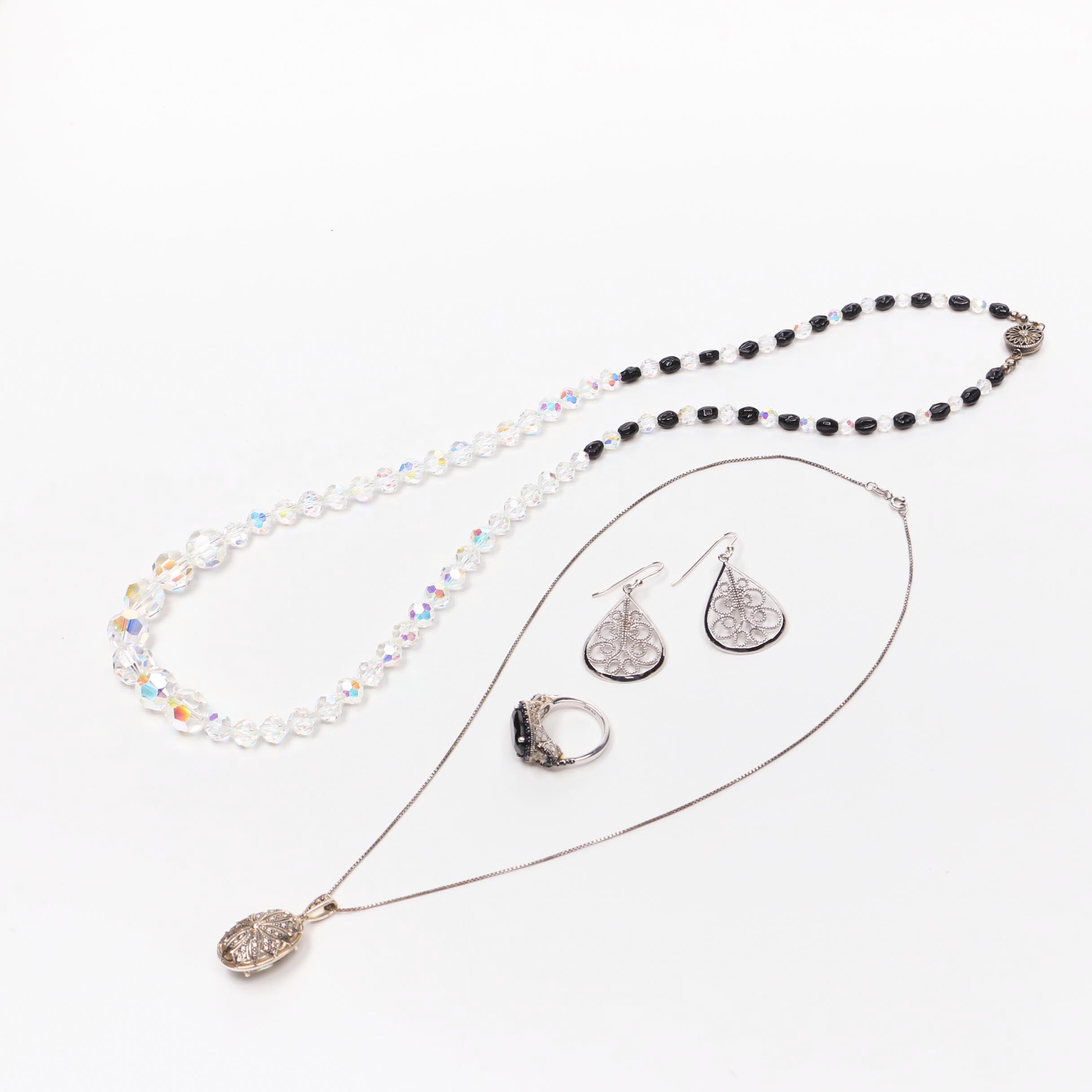Sterling Silver Jewelry Including Necklaces, Bracelet and Ring