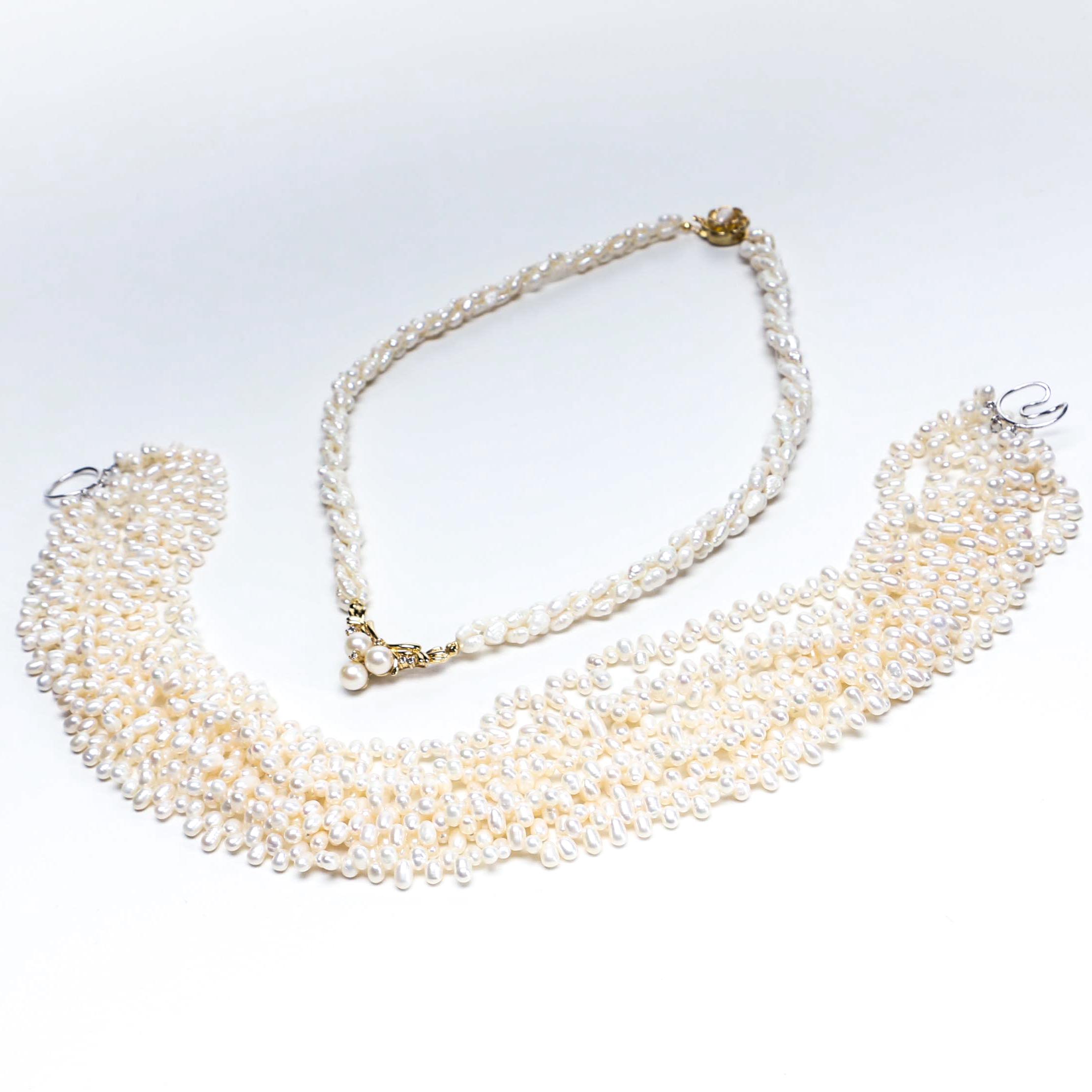 Freshwater Pearl Necklaces with Sterling Silver