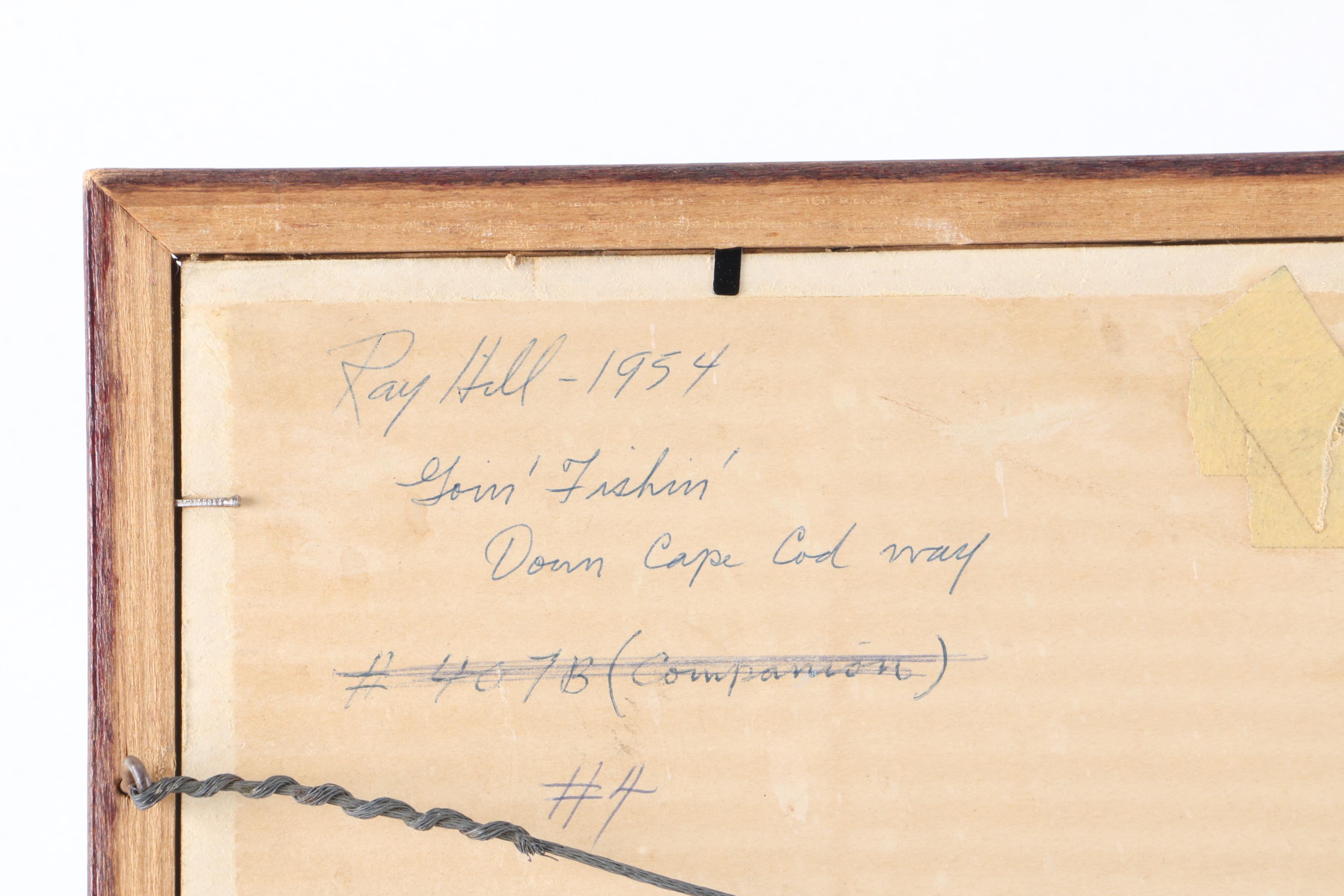 1954 Ray Hill Drawing "Goin' Fishin' Down Cape Cod Way"