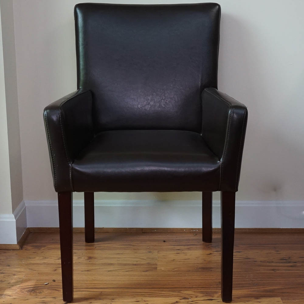 Leather Wicker Back Arm Chair by Palecek