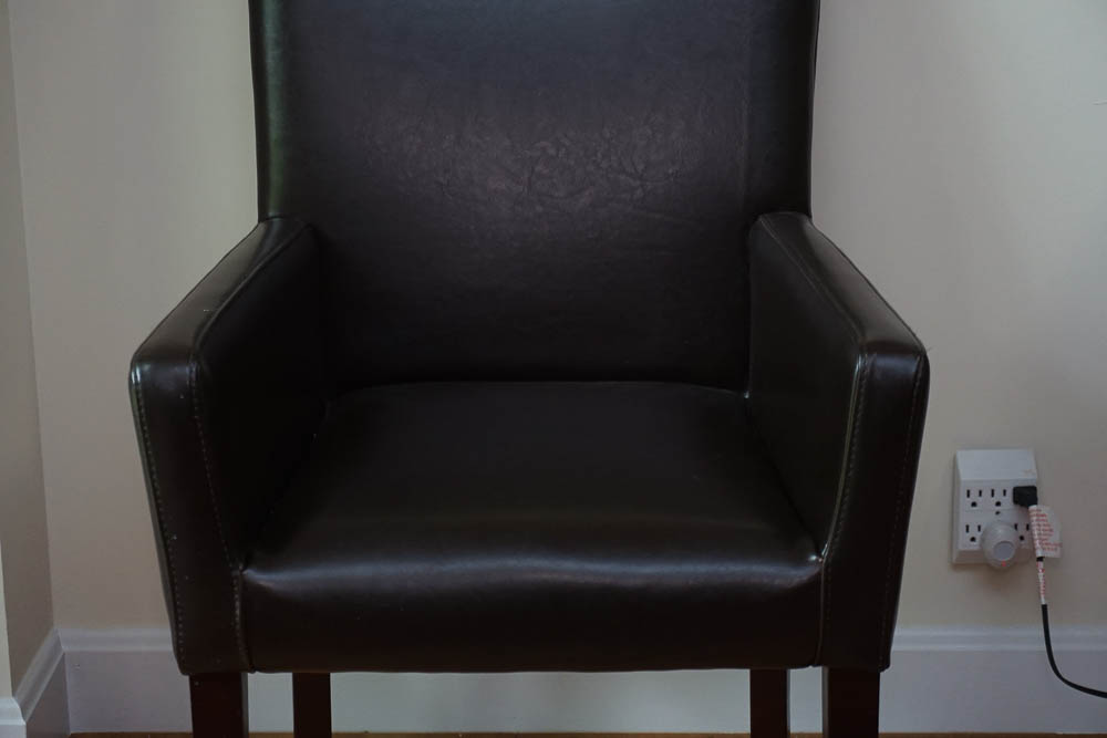 Leather Wicker Back Arm Chair by Palecek