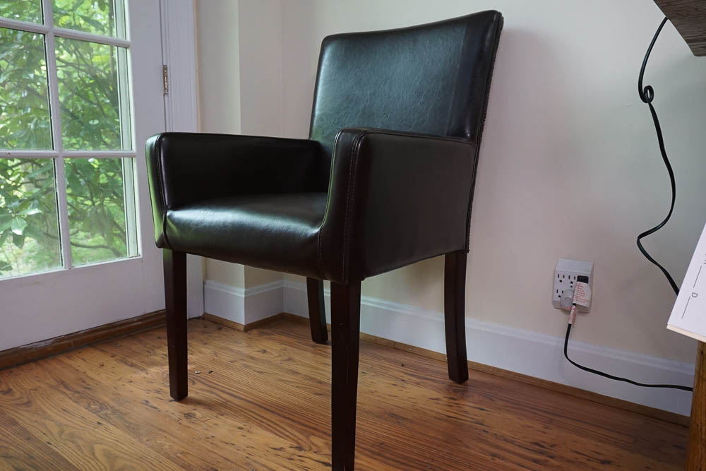 Leather Wicker Back Arm Chair by Palecek