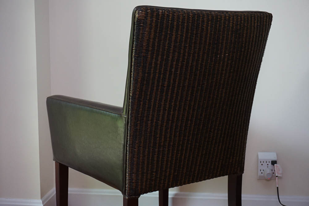 Leather Wicker Back Arm Chair by Palecek