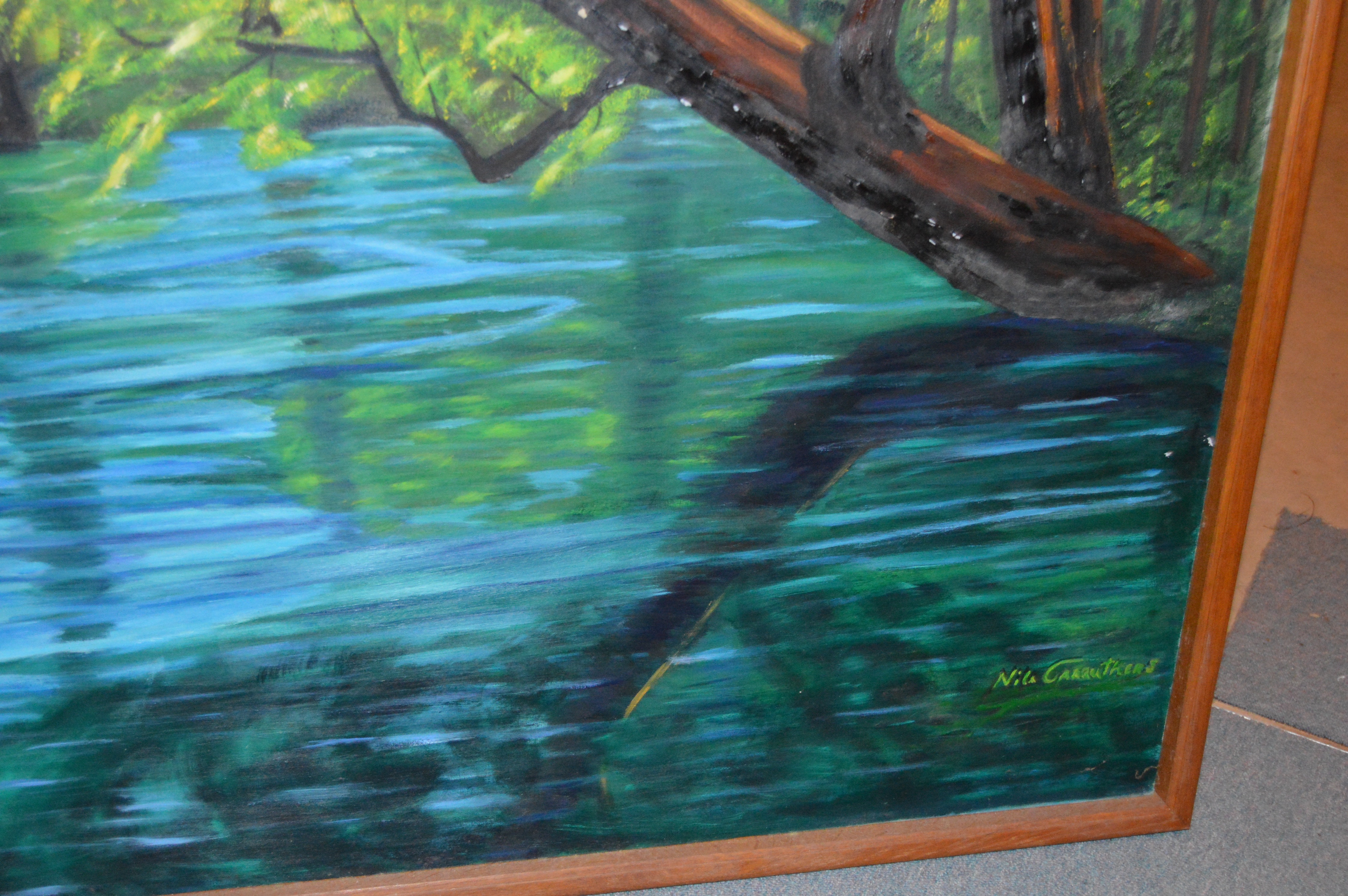 Framed Oil Painting of Blue Lagoon