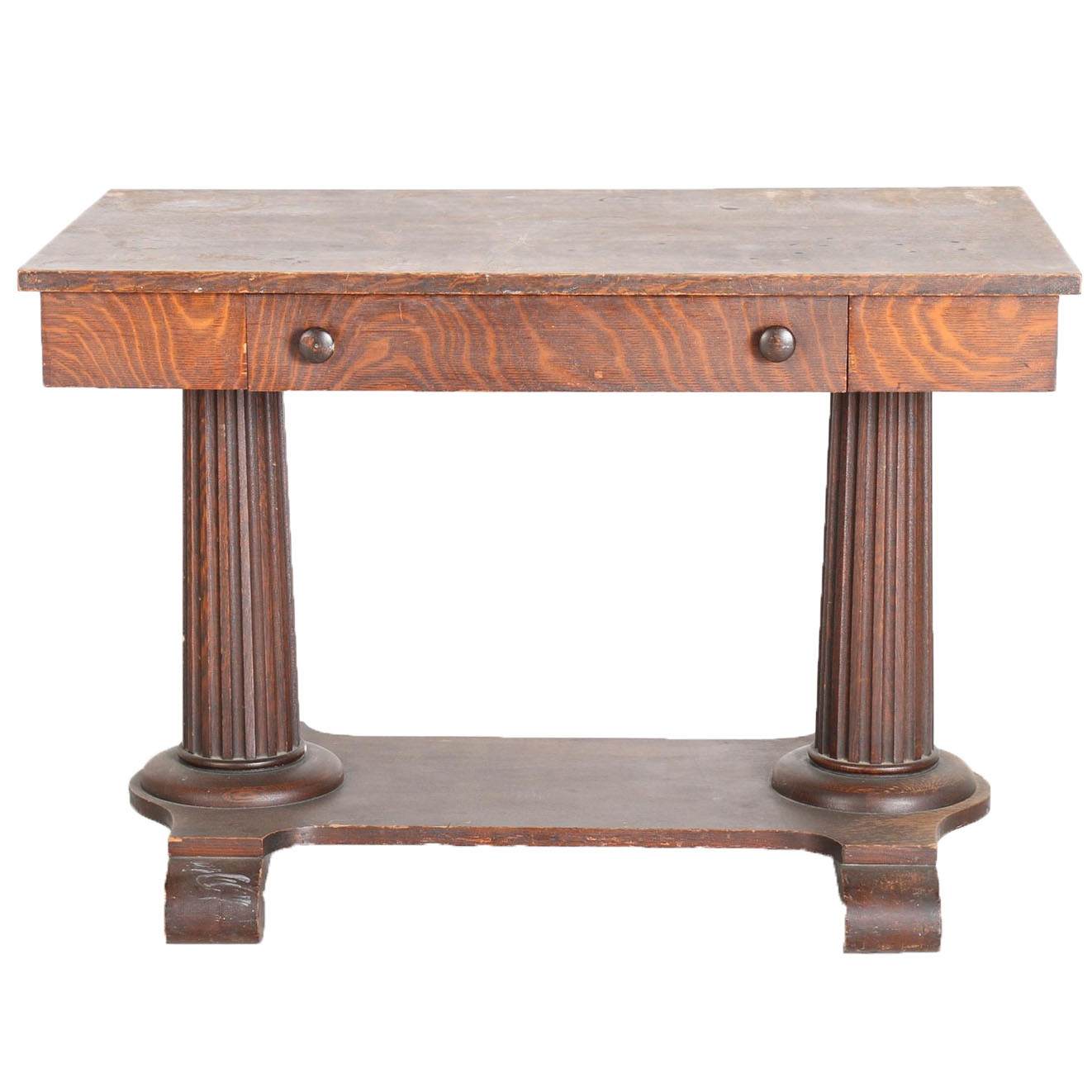 Circa 1900 Empire Style Oak Library Table