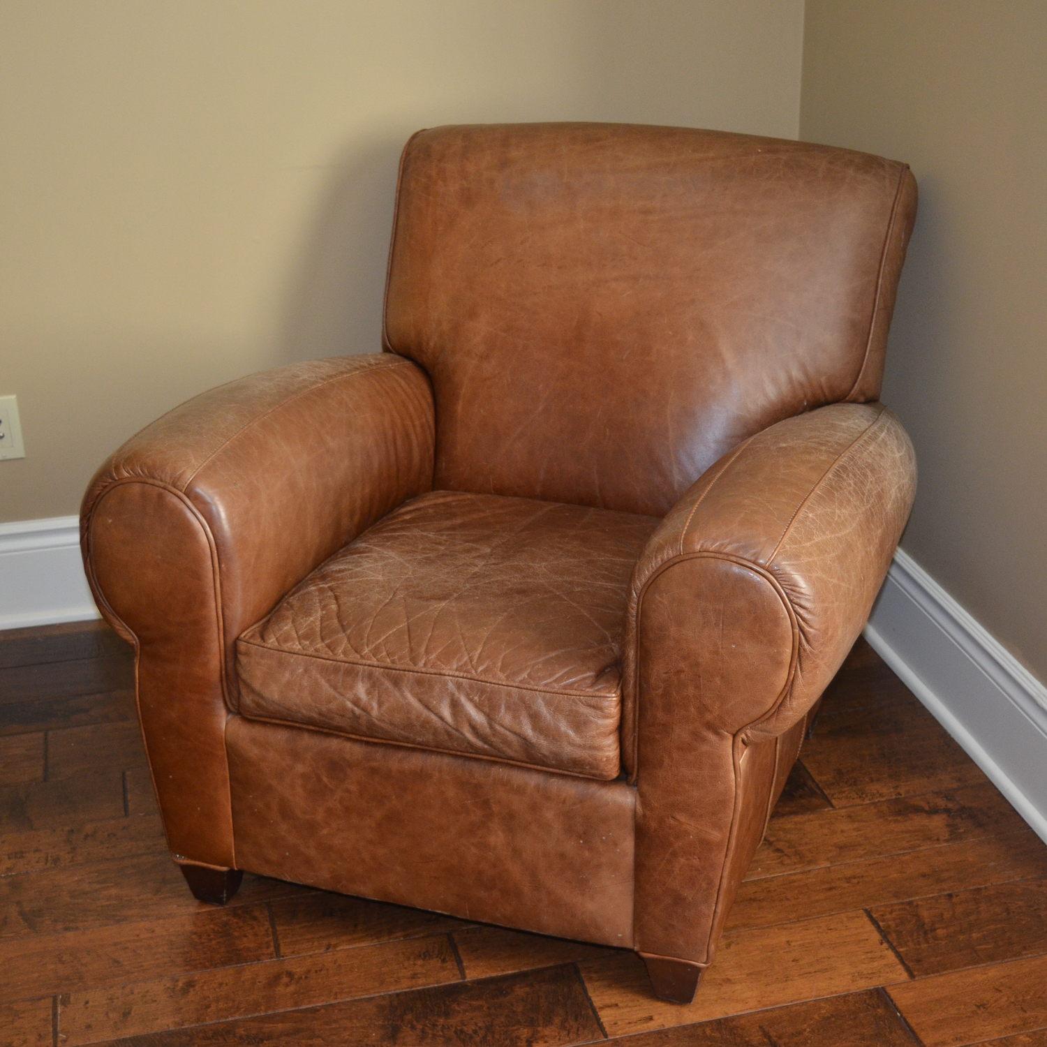 Pottery Barn by Mitchell Gold Leather Chair With Ottoman