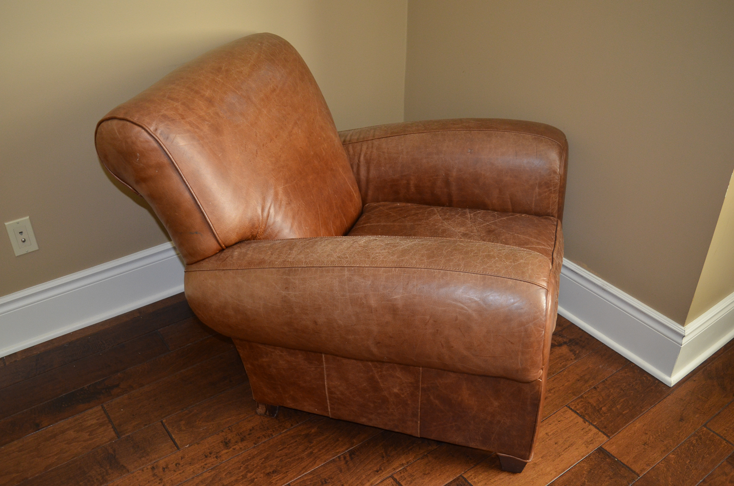 Pottery Barn by Mitchell Gold Leather Chair With Ottoman