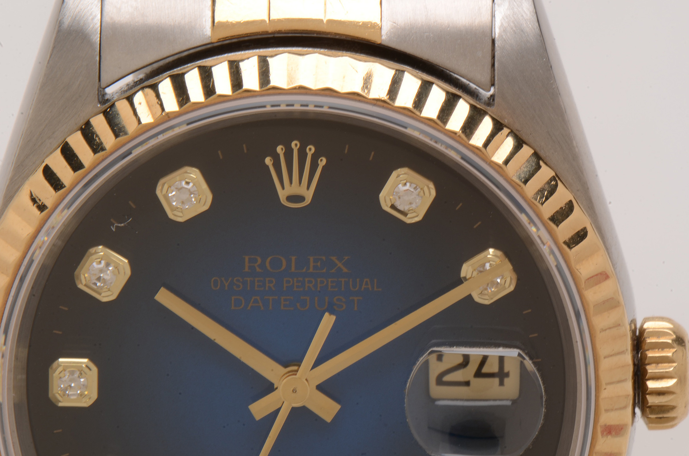 Rolex 18K Yellow Gold Stainless Steel Diamond Datejust Watch