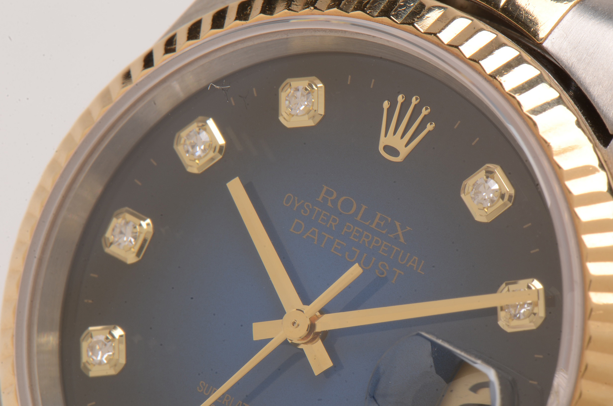 Rolex 18K Yellow Gold Stainless Steel Diamond Datejust Watch