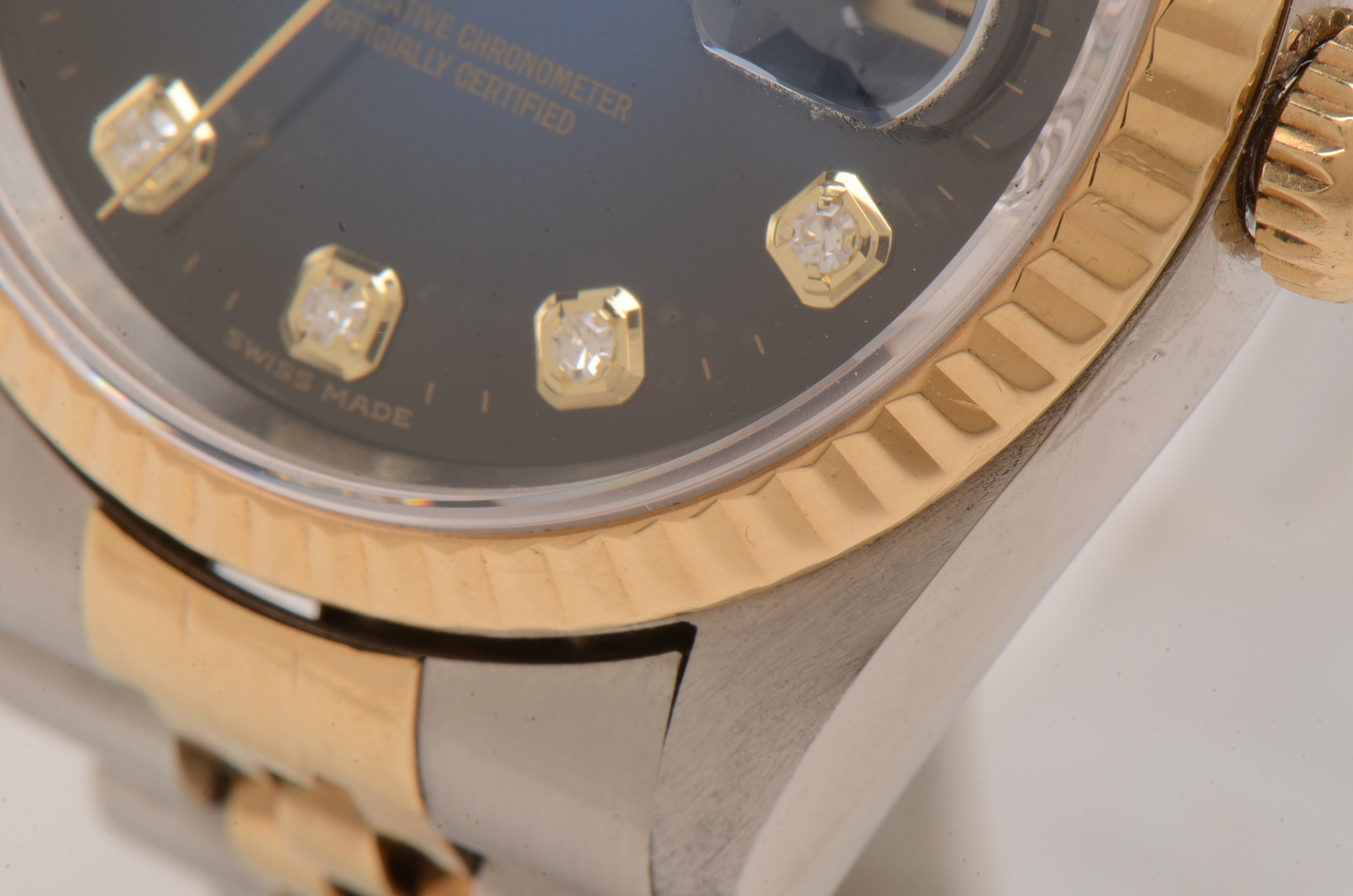 Rolex 18K Yellow Gold Stainless Steel Diamond Datejust Watch