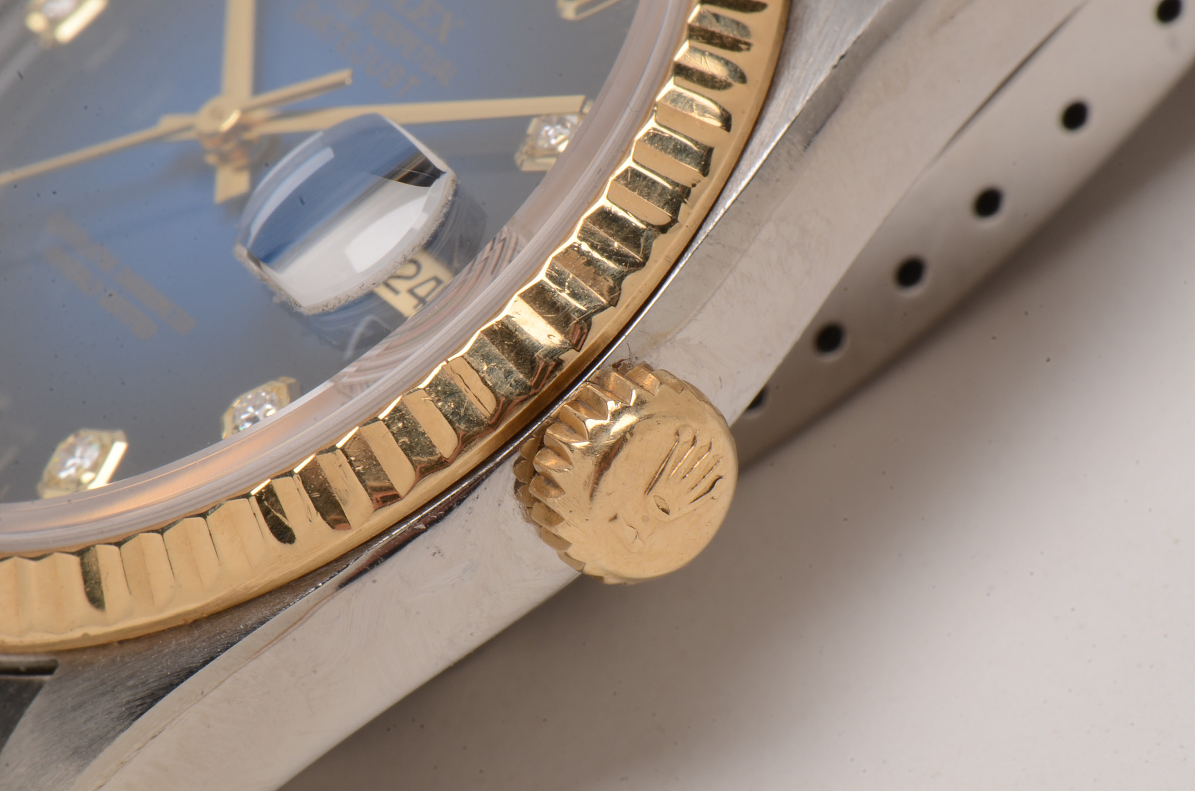 Rolex 18K Yellow Gold Stainless Steel Diamond Datejust Watch