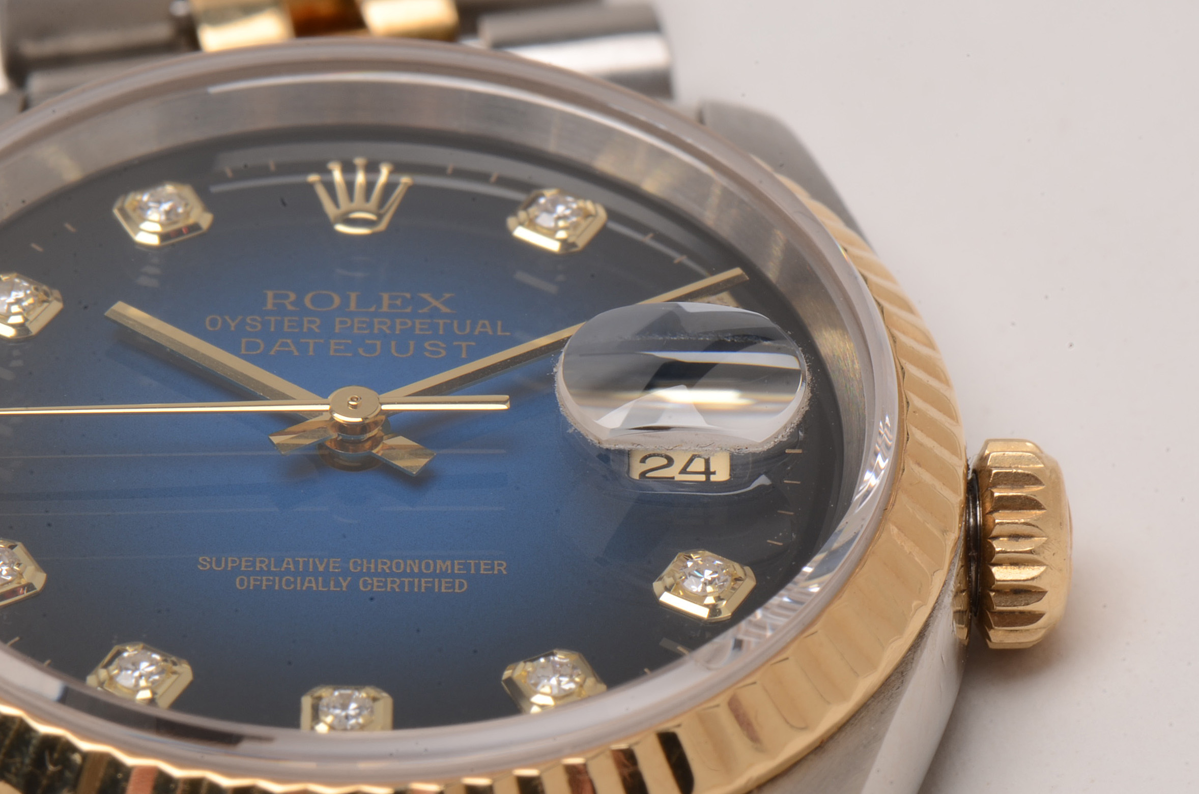 Rolex 18K Yellow Gold Stainless Steel Diamond Datejust Watch
