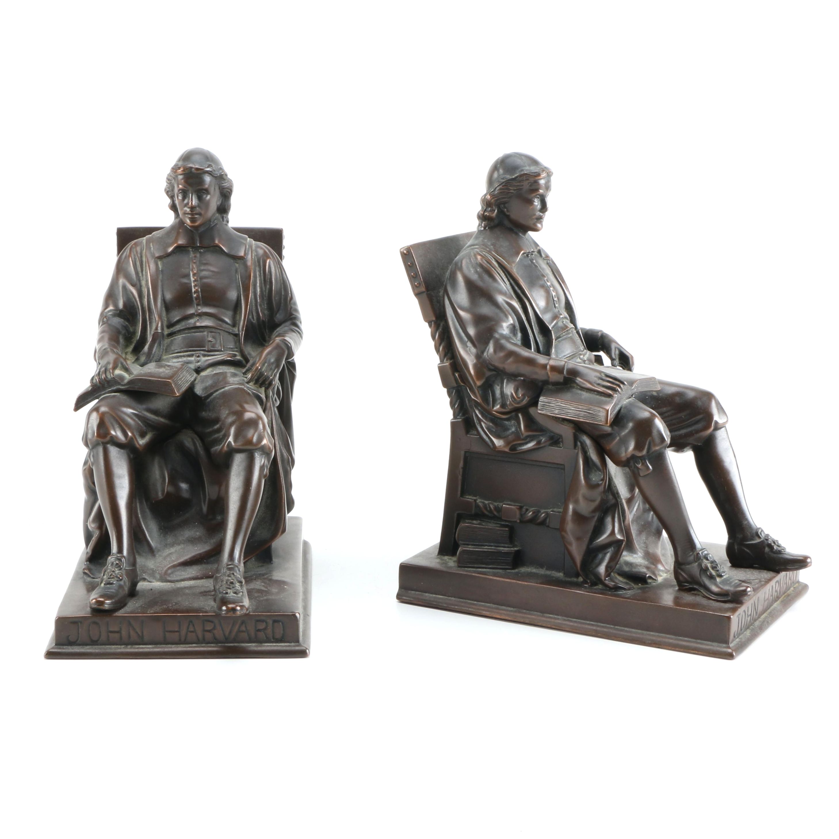 John Harvard Bronze Bookends