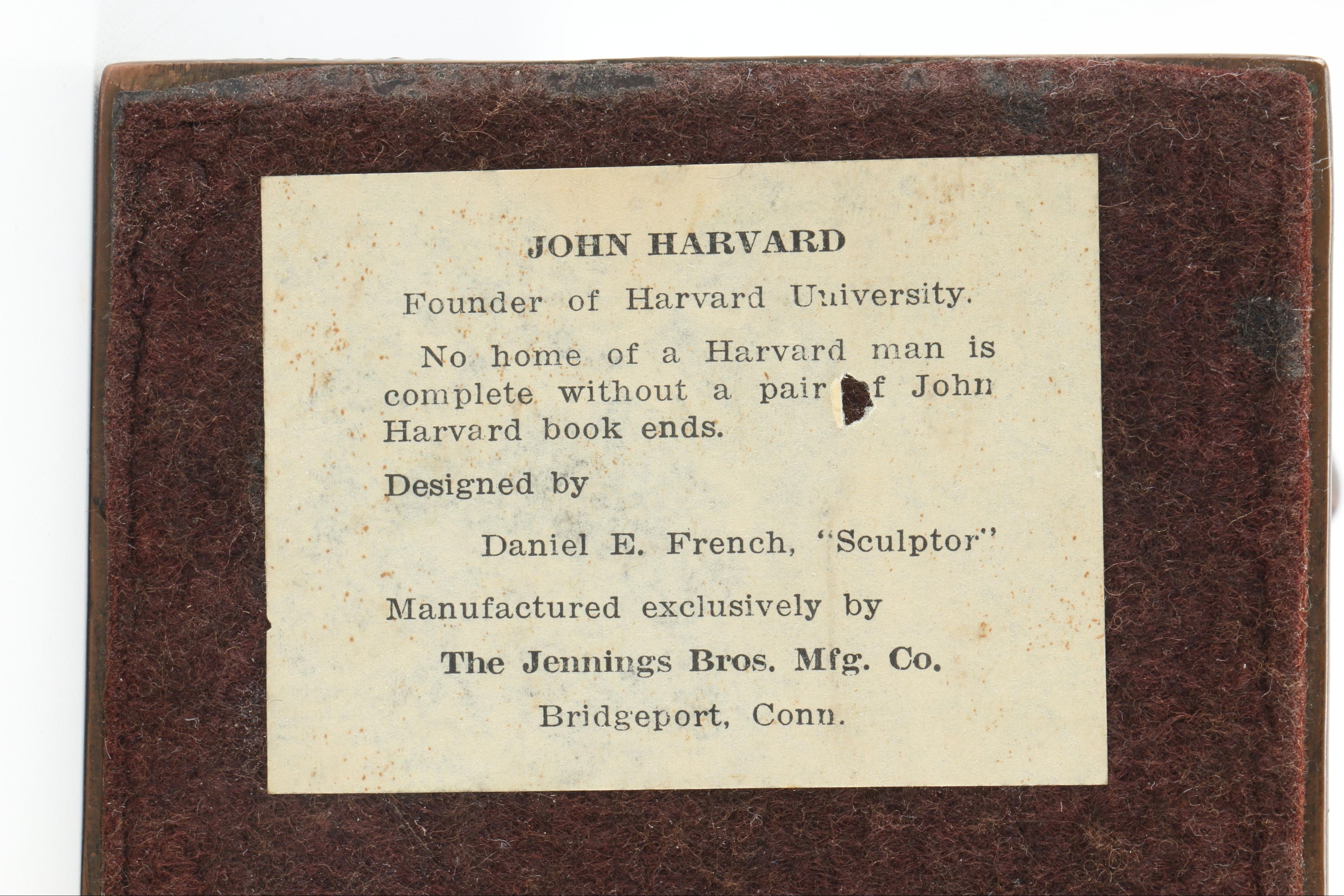 John Harvard Bronze Bookends