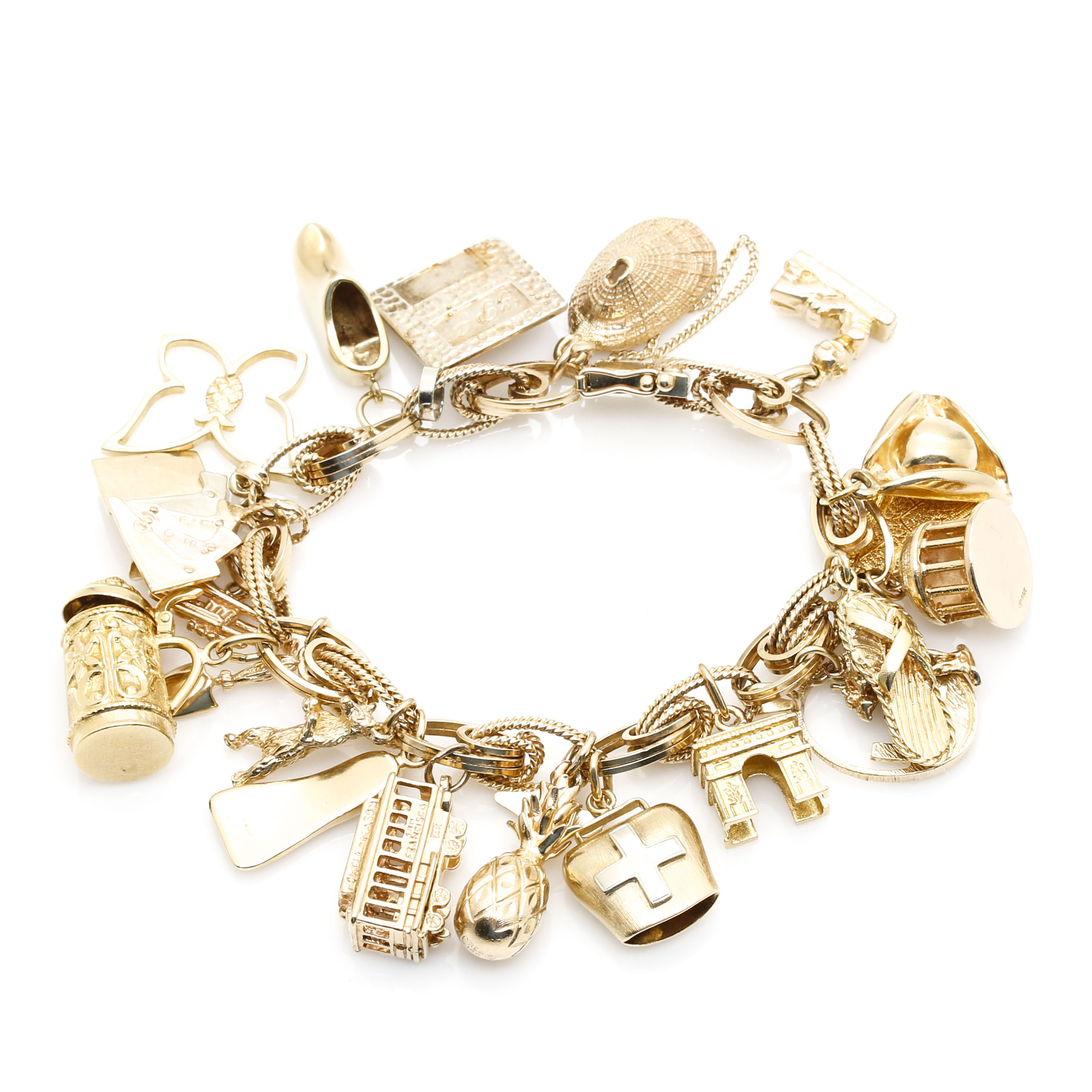 14K Yellow Gold Charm Bracelet