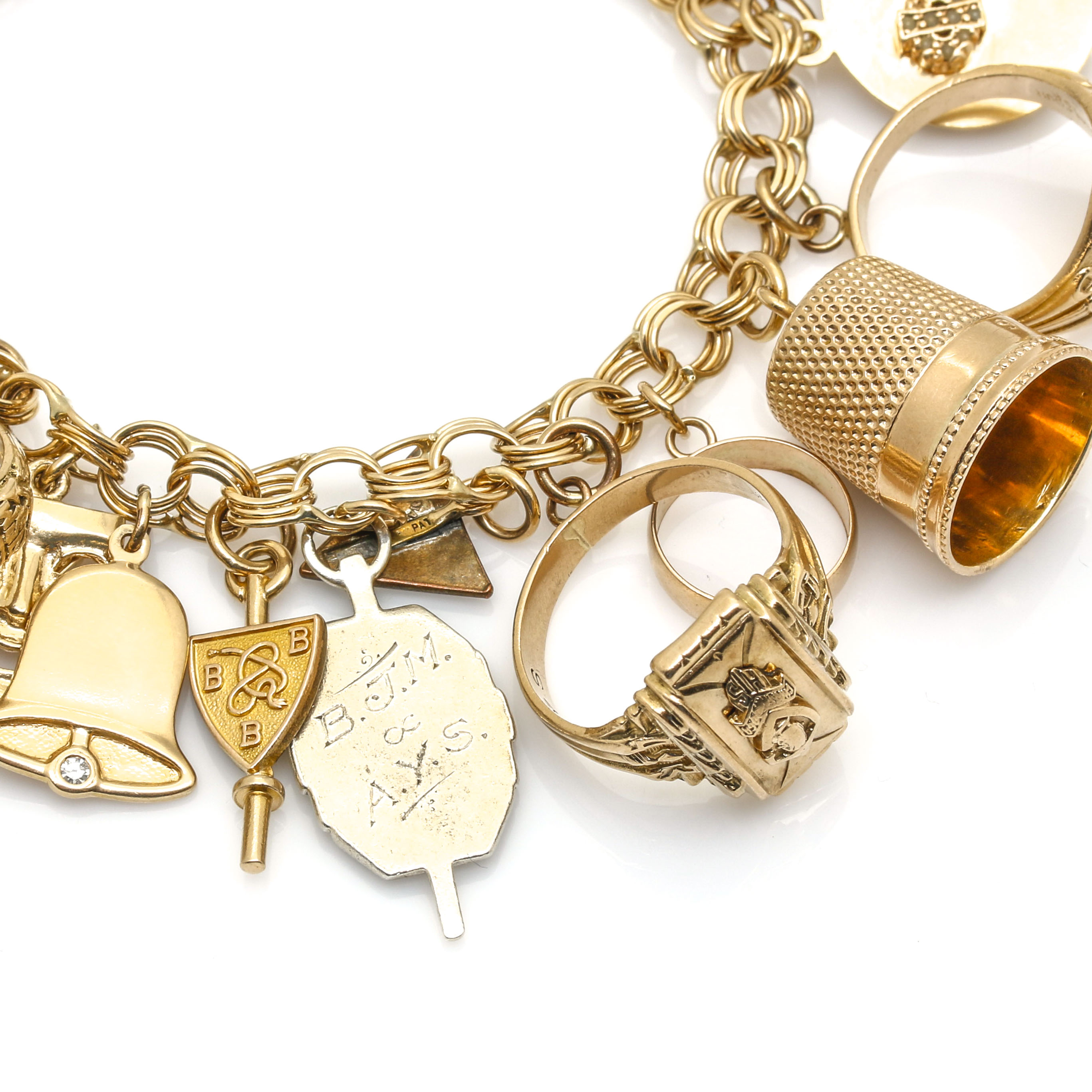 14K Yellow Gold Gemstone Charm Bracelet